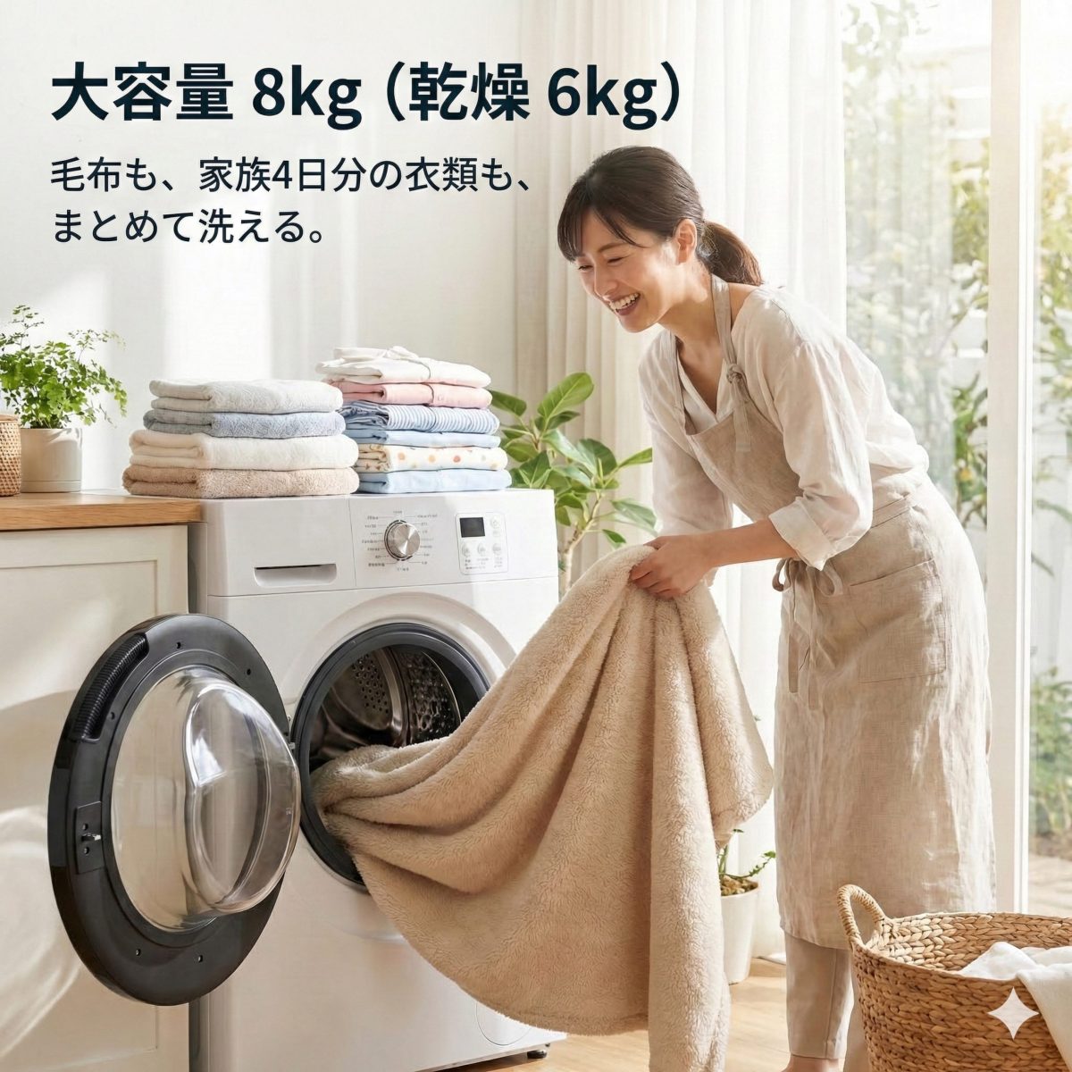 革新的ドラム式洗濯乾燥機 8kg | 60℃温水洗浄対応 洗剤・柔軟剤 自動