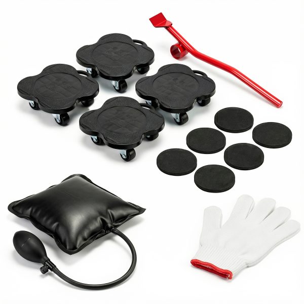 家具移動キャスターセット 500kg対応 エアークッション付属 狭い隙間対応 360度回転 重量家具対応 テコ原理 リフター付き