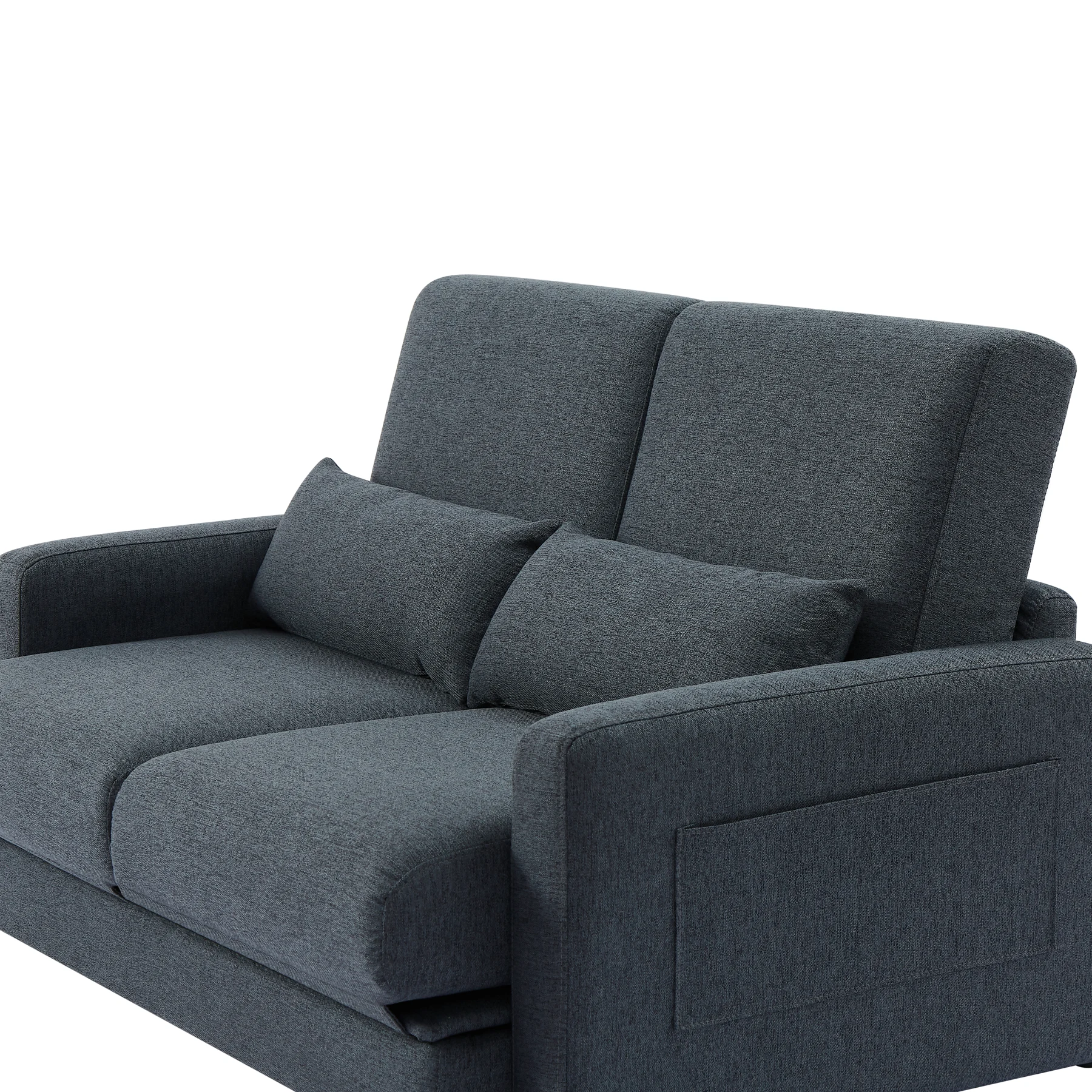 2 seater sofa ソファ 2人掛け 収納付き ファブリック 両側に肘掛け付き 木脚外し可能 ローソファ コンパクト ひとり暮らし カウチソファー