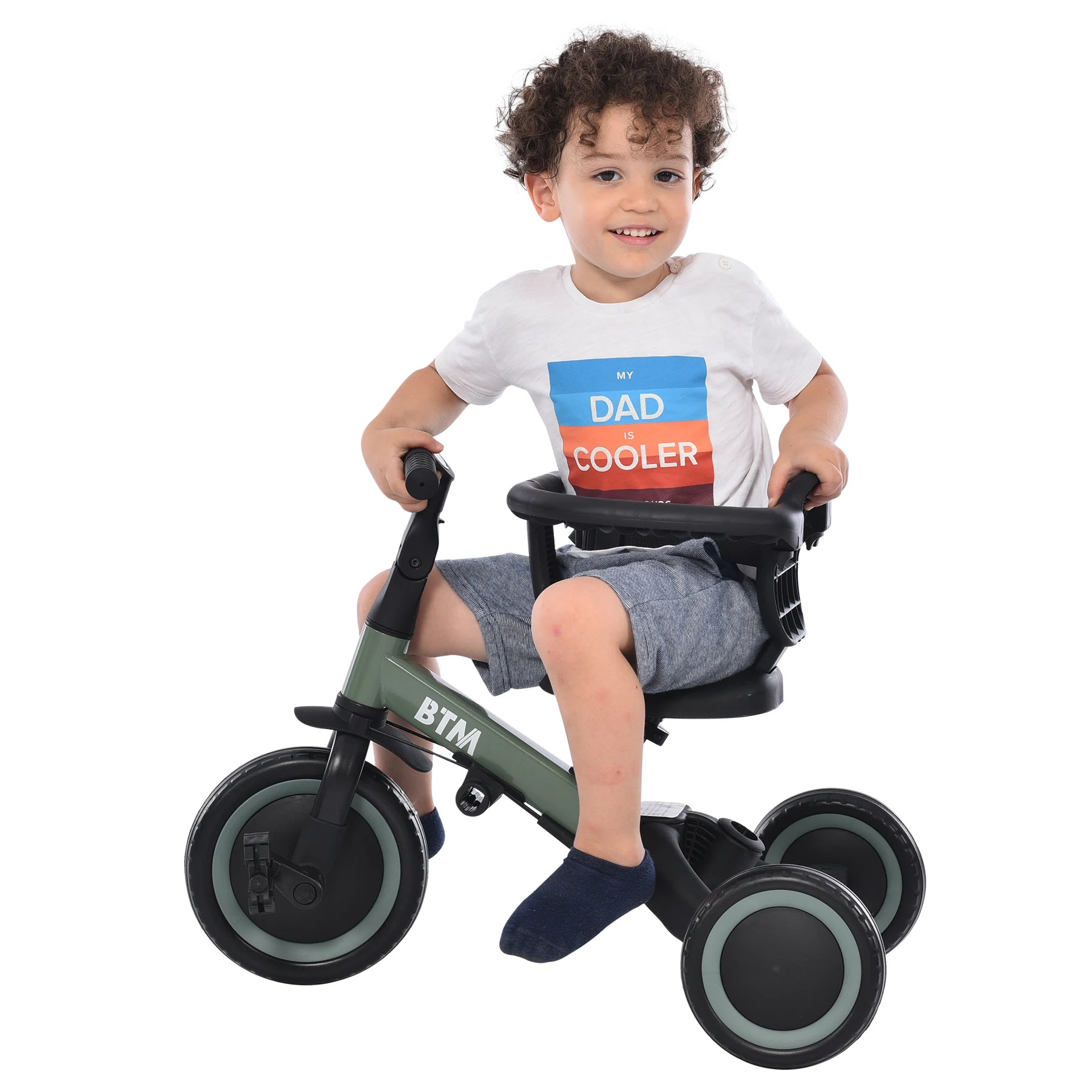 子供用三輪車 5in1(ホワイト) 自転車 オリジナル 押し棒付き 安全バー付き キックボード