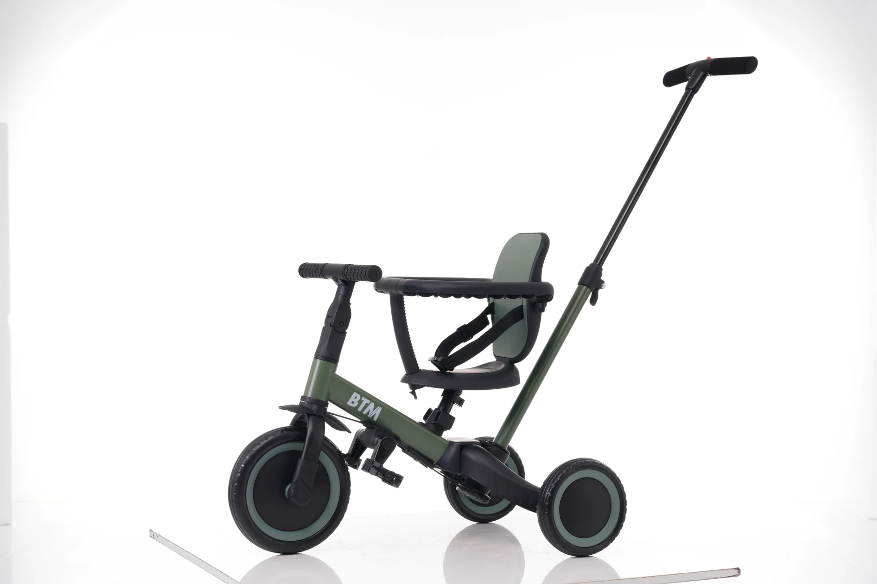 【ブルー】子供用三輪車 5in1 自転車 オリジナル 押し棒付き 安全バー付き サンシェード付き