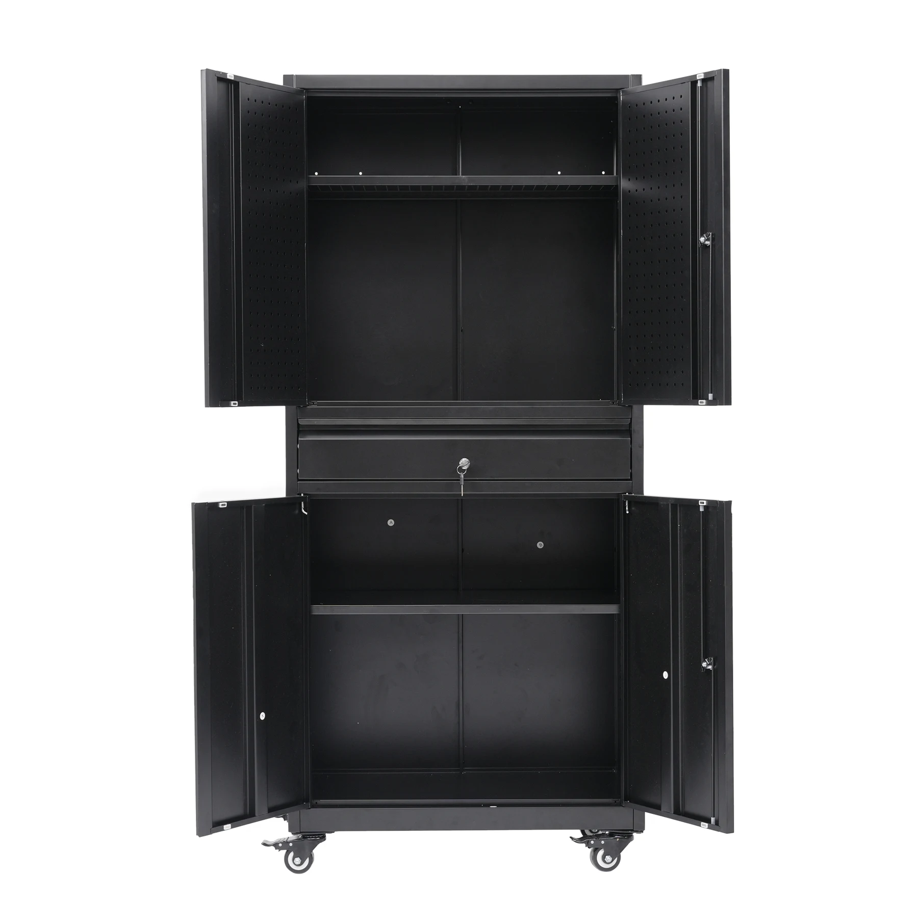 ツールキャビネット ロッカー 大型倉庫 ツールワゴン ツールカート 耐荷重150kg W76cm×D38cm×H170cm工具カート ロールキャビネット スチール ローラーキャビネット DIY 有孔ボード付き 鍵付き キャスター付き ロック付き 新作