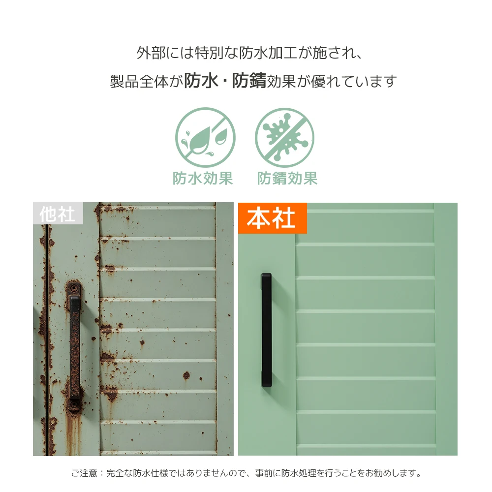 【グリーン】物置 収納庫 屋外 大型 倉庫 室外収納庫 屋外収納キャビネット 両開きドア 可動棚付き 物置き台 ガードレール付き天面ラック 防錆 高耐候性 コンパクト 軽量