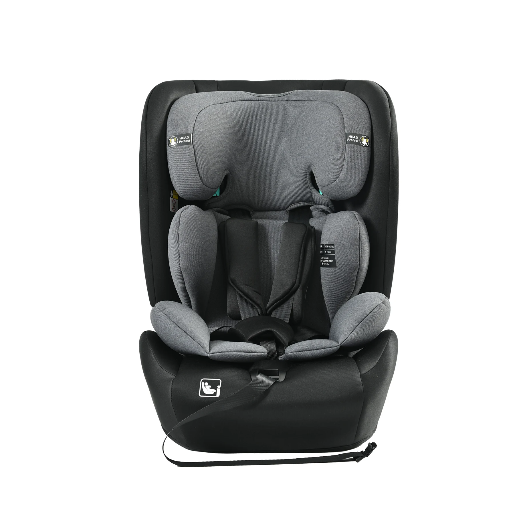 【トップテザー】安全基準R129 チャイルドシート ISOFIX 約15ヶ月~12歳 76~150cm ジュニアシート 調節可能 洗える ベビーシート 出産祝い 車【ブラック+ダークグレー】