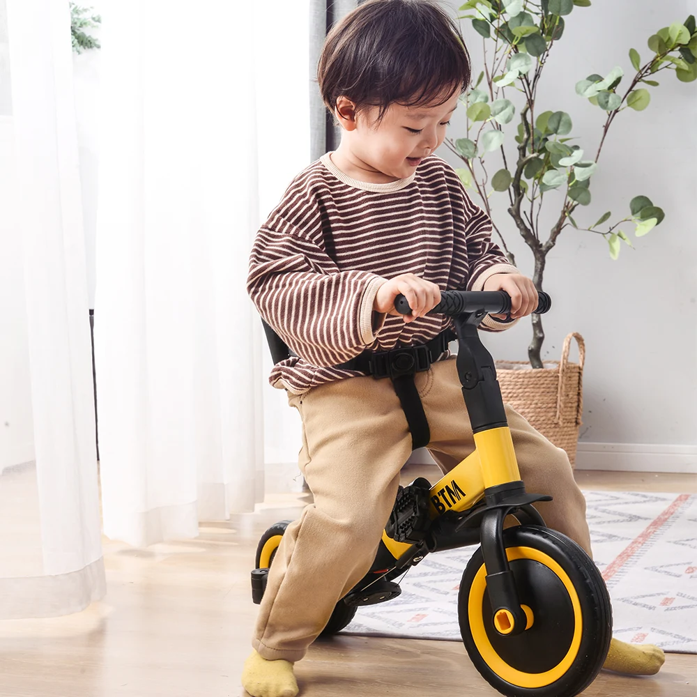 子供用三輪車 ピンク 4in1 三輪車のりもの 押し棒付き 自転車 おもちゃ 乗用玩具