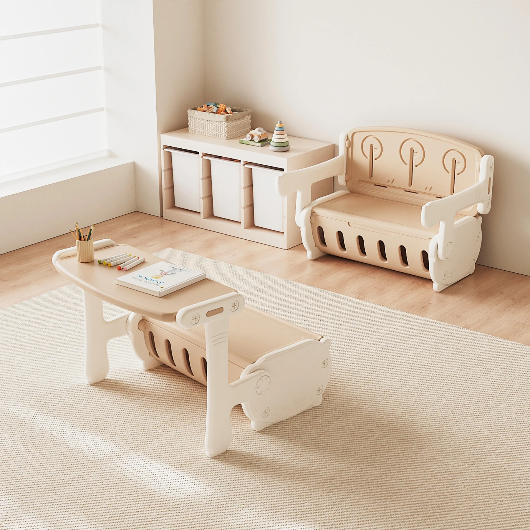 一体式デスク&チェア 子供用テーブル テーブルセット キッズデスク キッズチェア 子供机 学習デスク 机 幼児机 学習机 収納付き キッズテーブル 子供チェア キッズデスク プレゼント 1~6才