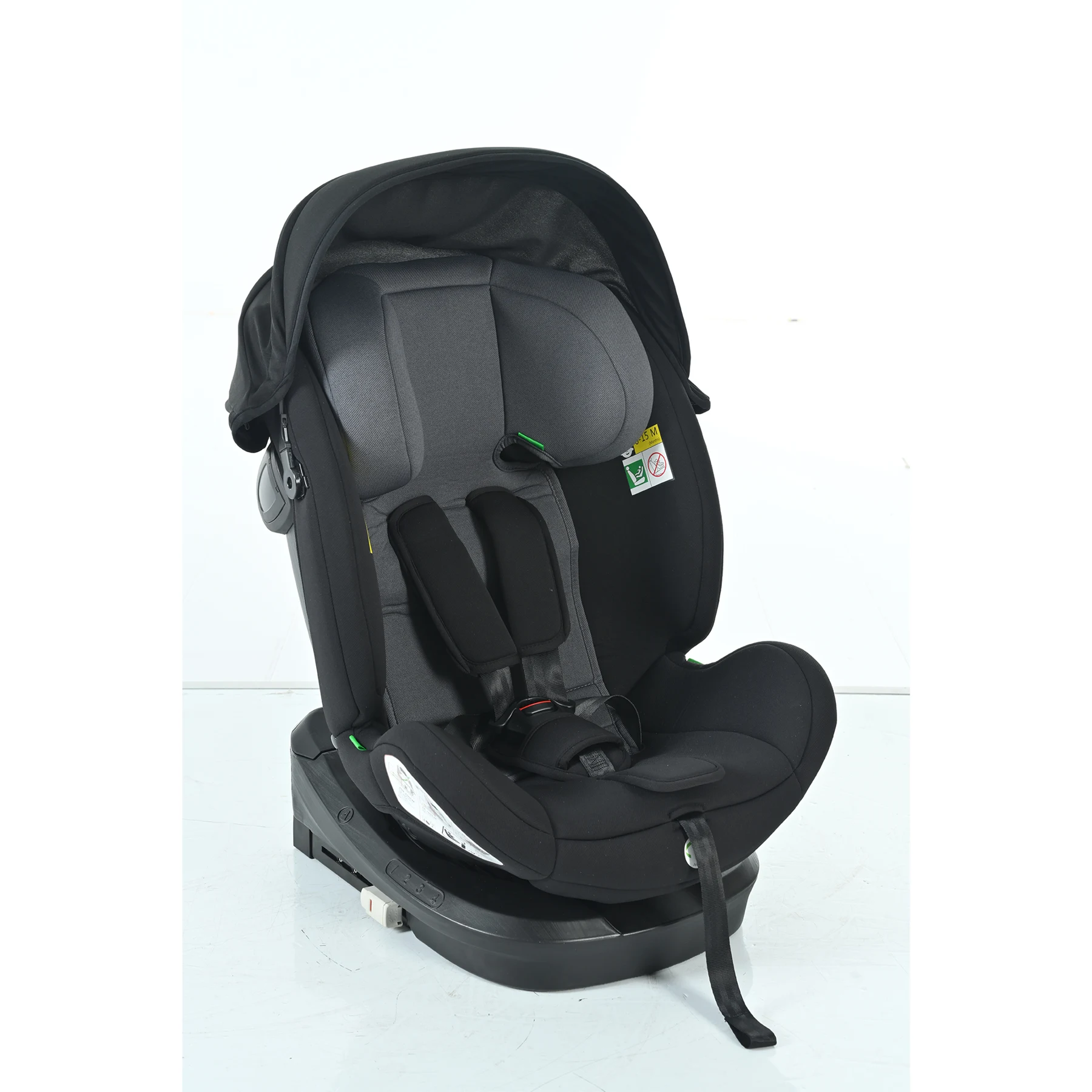 【ドリンクホルダー追加】【トップテザー】チャイルドシート 新生児 ISOFIX 0歳~12歳 360度回転式 40~150cm ジュニアシート 調節可能 洗える 超広いキャノピー付き ベビーシート 出産祝い 車【ブラック+ダークグレー】
