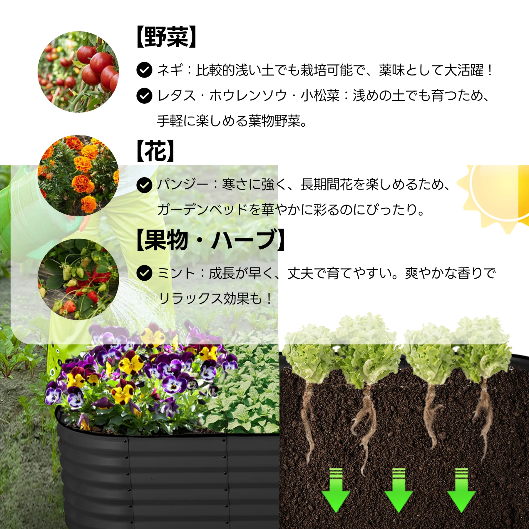 レイズドベッド ガーデンベッド L200×W100×H45cm 腐らない 庭 野菜 プランター 果物栽培用 ガーデンフレーム おしゃれ 組立簡単 ガーデンボックス 屋外 家庭菜園 DIY 野菜 植物 花 花園 家庭用【アイボリー】