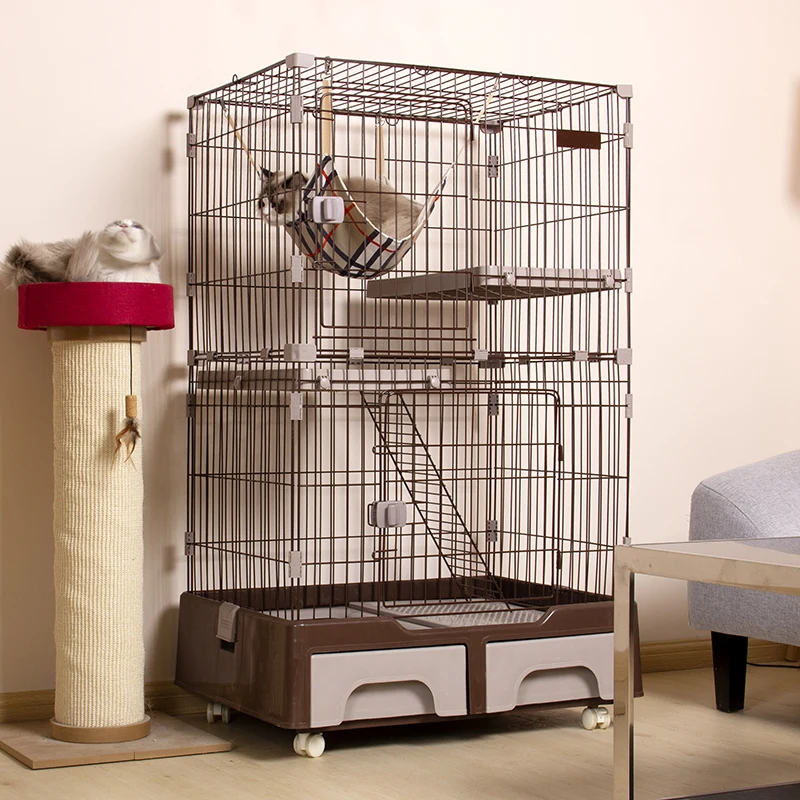 猫 ケージ キャットケージ 2段 猫トイレ付 キャスター付 ハンモック付 猫ゲージ おしゃれ キャットハウス ネコ ハウス 多段 留守番 保護 脱走防止 多頭飼い 多頭 スチール ペットケージ 新作