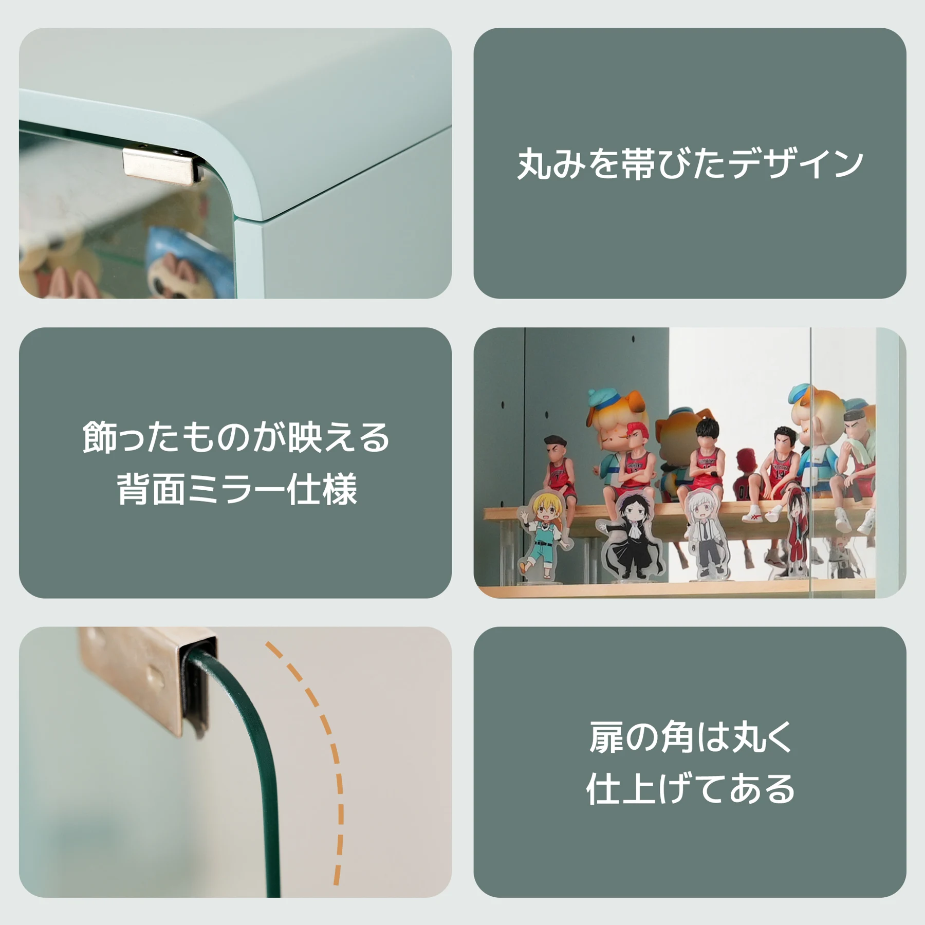 コレクションケース コレクションシェルフ ガラスディスプレイキャビネット4段 高さ調節可能 フィギュア 収納 背面ミラー 強化ガラス棚 サイズ:幅36*奥行26.5*高さ121CM ホワイト