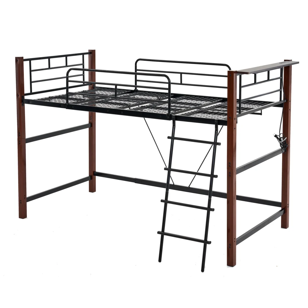 【高さ140cm】ロフトベッド パイプベッド シングル 耐荷重150kg システムベッド ロータイプ ミドルタイプ 棚 収納 北欧風 大人 一人暮らし ハンガーポール4本付属 送料無料 スチール 耐震 ベッド 子供部屋