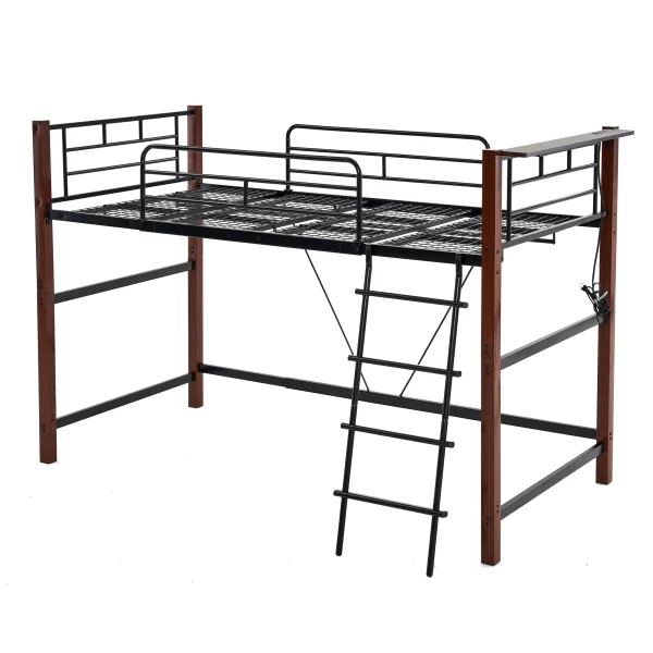 【高さ140cm】ロフトベッド パイプベッド シングル 耐荷重150kg システムベッド ロータイプ ミドルタイプ 棚 収納 北欧風 大人 一人暮らし ハンガーポール4本付属 送料無料 スチール 耐震 ベッド 子供部屋