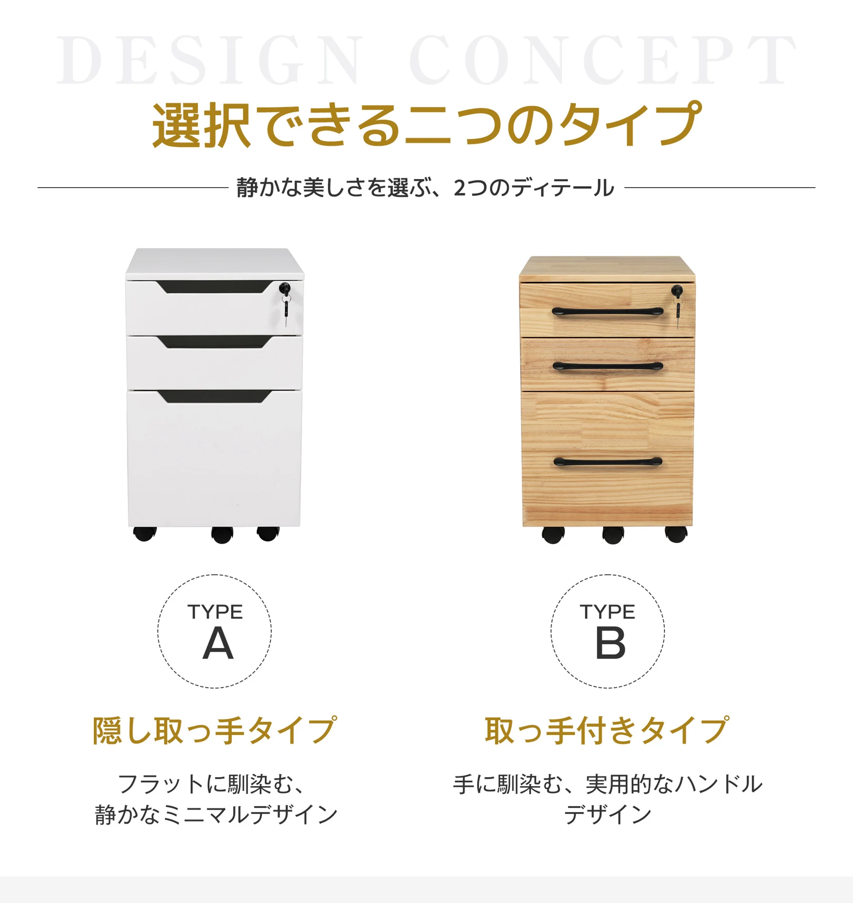 【人気商品】デスクワゴン サイドワゴン ラック 鍵付き キャスター付き 脇机 オフィス ホワイト