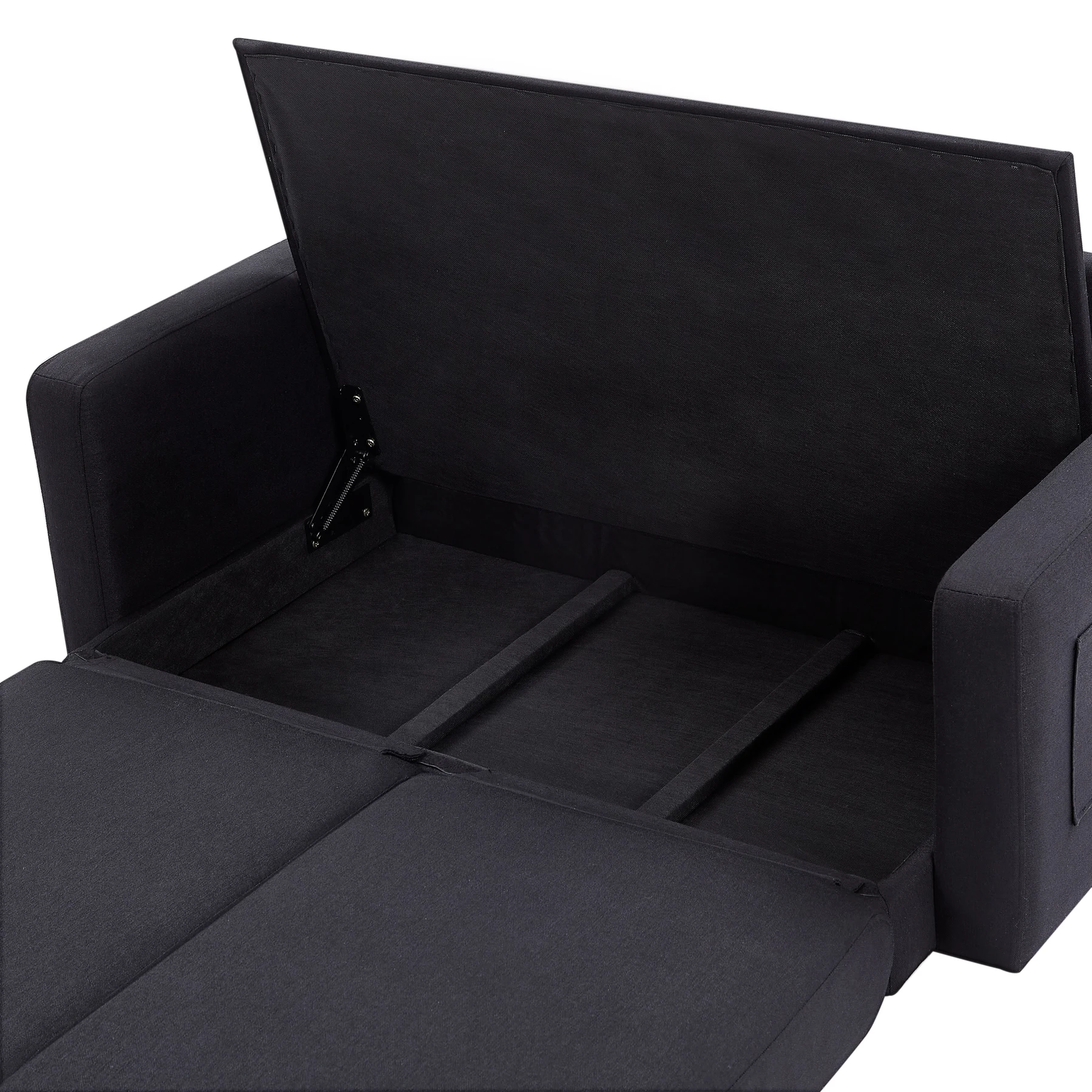 2 seater sofa ソファ 2人掛け 収納付き ファブリック 両側に肘掛け付き 木脚外し可能 ローソファ コンパクト ひとり暮らし カウチソファー