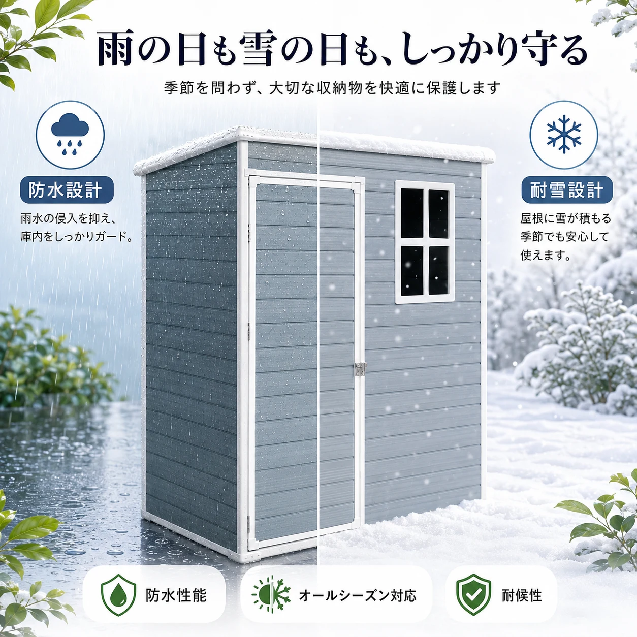 物置 屋外 樹脂製 大型 戸外収納庫 幅157*奥行き104*高185 窓付き 床板付き 頑丈 大容量 サビ防止 防水 ガーデニング 庭