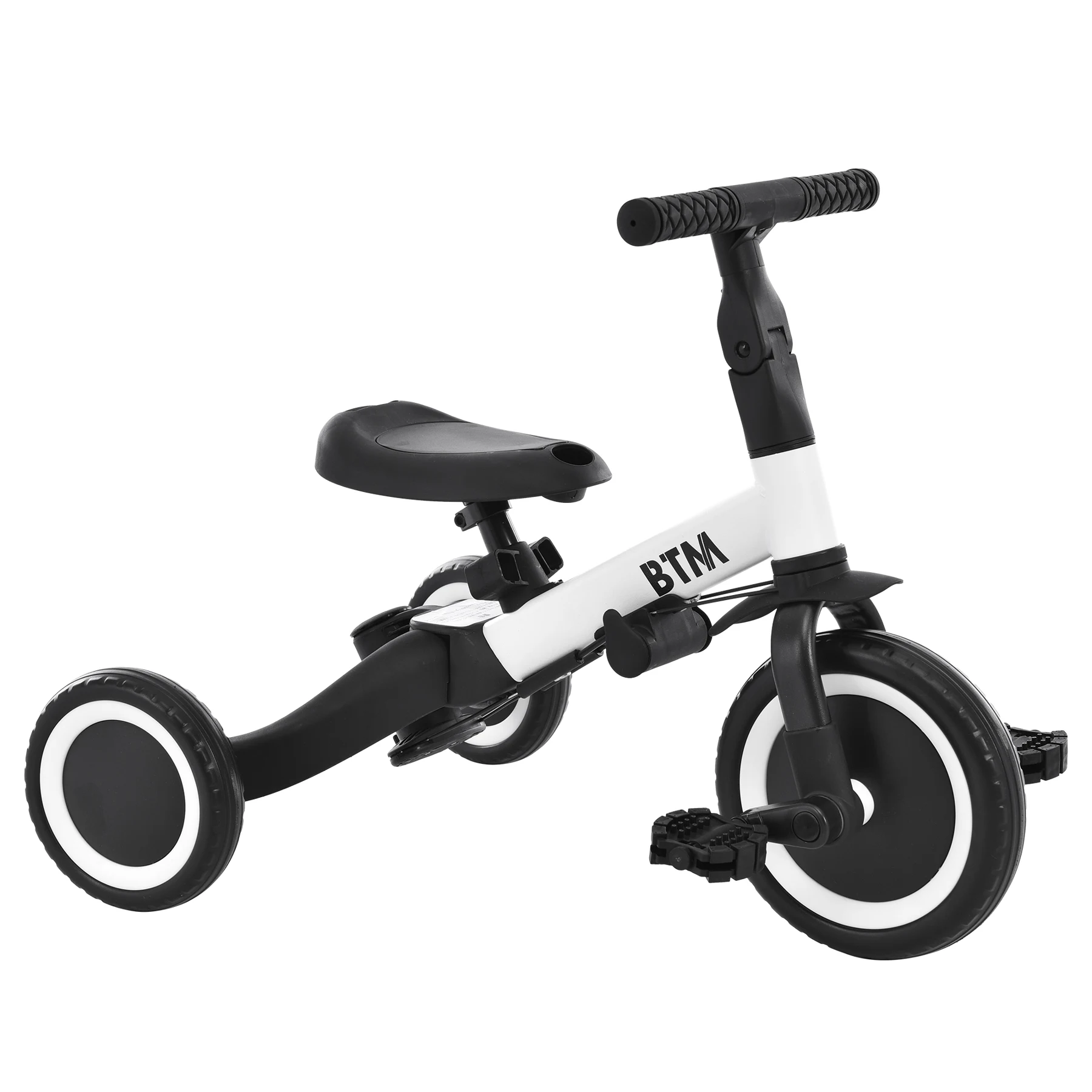 子供用三輪車 5in1(ホワイト) 自転車 オリジナル 押し棒付き 安全バー付き キックボード