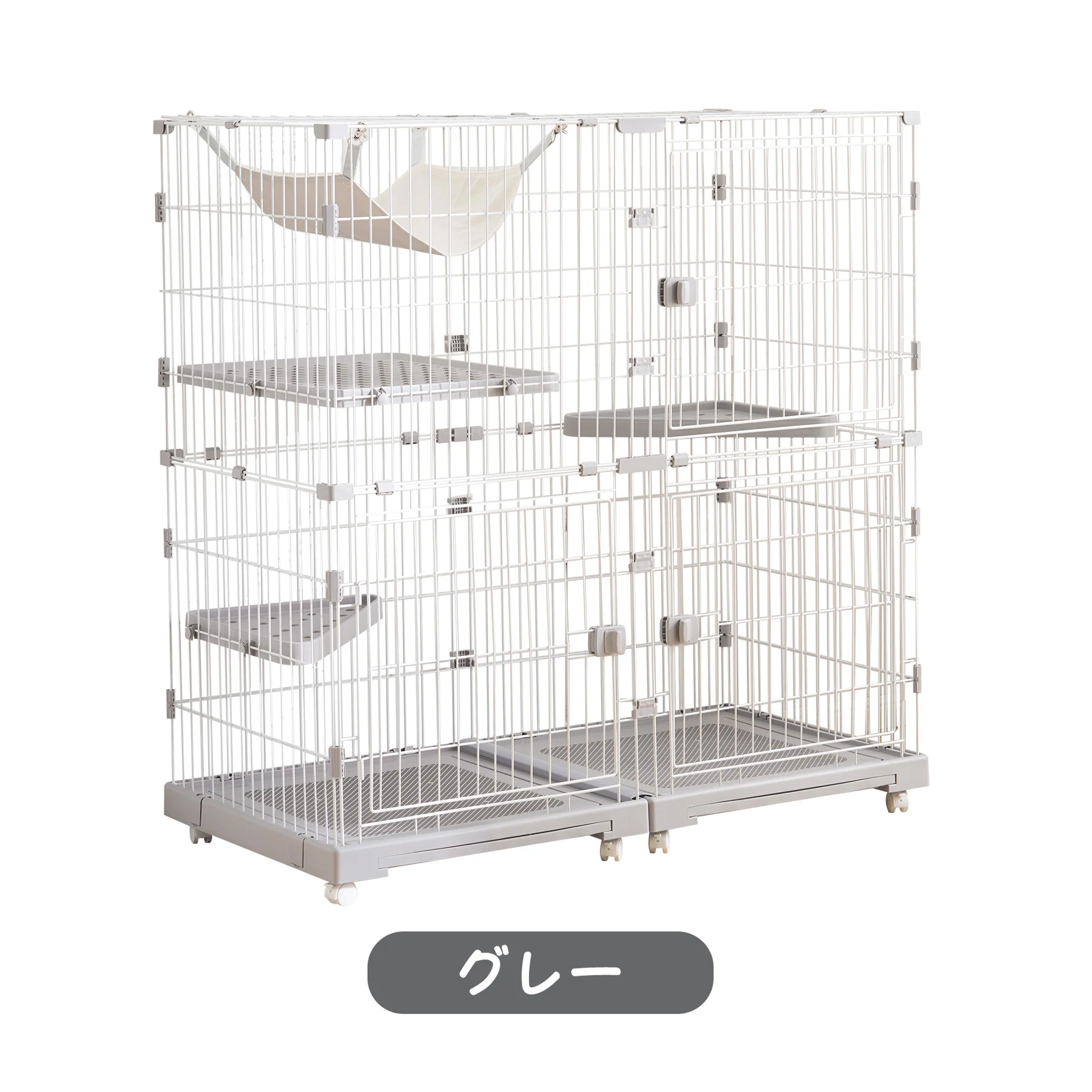 【2025年新仕様】猫 ケージ キャットケージ 2段 幅広設計 自由組み合わせ ハンモック付き 大型 猫ゲージ 高級感 おしゃれ キャットハウス ネコ ハウス 多段 留守番 保護 脱走防止 多頭飼い 多頭 スチール 【ベージュ】