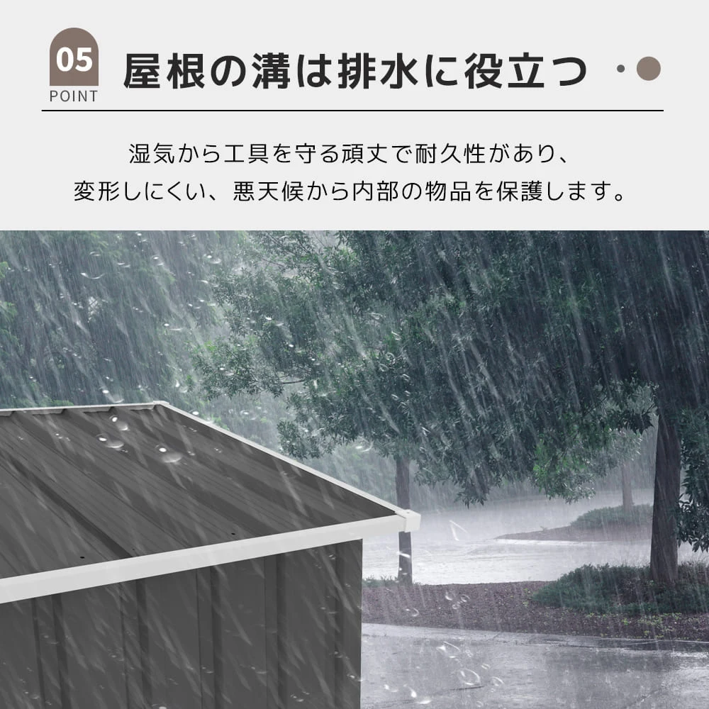【 棚なし】物置 屋外 大型 倉庫 大型物置 戸外収納庫 物置 防水/耐侯 収納可能 ガーデン/庭/田畑/農場 頑丈 大容量 スチール 床なし グレー
