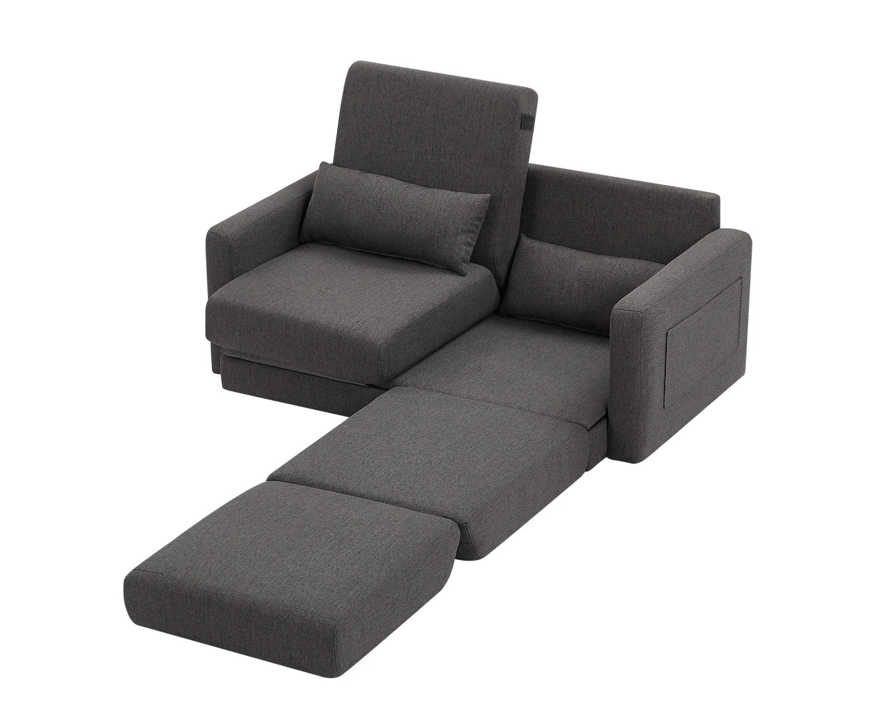 2 seater sofa ソファ 2人掛け 収納付き ファブリック 両側に肘掛け付き 木脚外し可能 ローソファ コンパクト ひとり暮らし カウチソファー