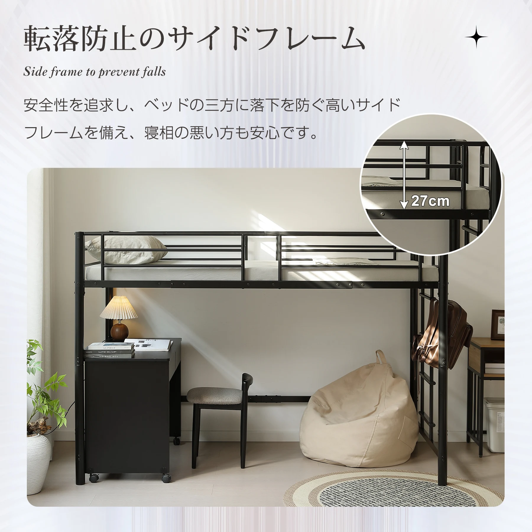 【高さ140cm】ロフトベッド パイプベッド シングル 耐荷重150kg システムベッド ロータイプ ミドルタイプ 収納 大人 一人暮らし スチール