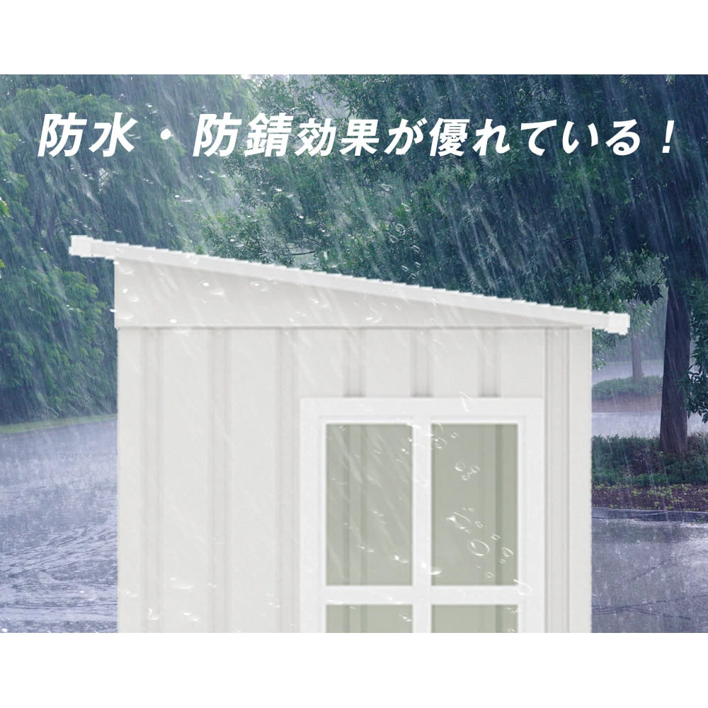 【 ブラック 棚なし】物置 屋外 大型 倉庫 大型物置 戸外収納庫 物置 防水/耐侯 収納可能 ガーデン/庭/田畑/農場 頑丈 大容量 スチール 引き戸 補強フレーム付き 窓付き 床なし
