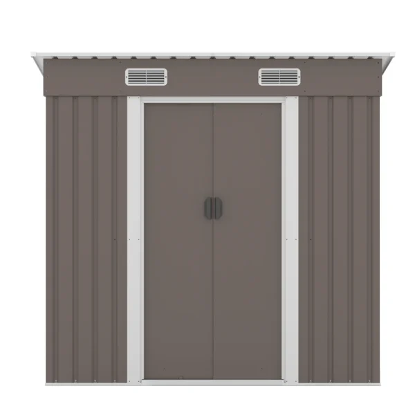 【 TYPE B ブラウン】物置 屋外 大型 倉庫 大型物置 戸外収納庫 物置 防水/耐侯 収納可能 ガーデン/庭/田畑/農場 頑丈 大容量 スチール　引き戸　補強フレーム付き 換気口付き 床なし