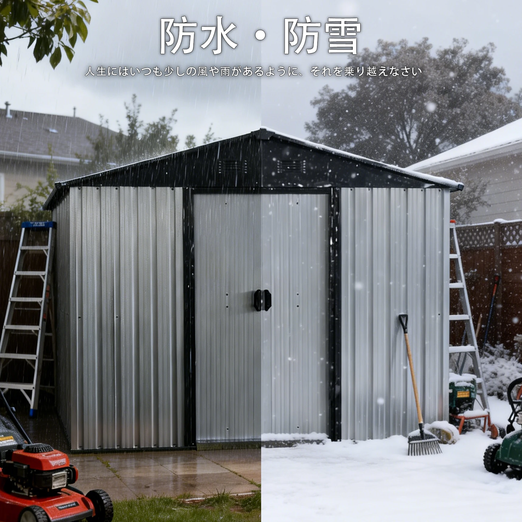 物置 屋外 戸外収納庫 スチール 幅236*奥行き119*高190 床材補強フレーム付 引き戸両開きタイプ 換気口付き 防さび ベランダ 防水 ガーデニング 庭