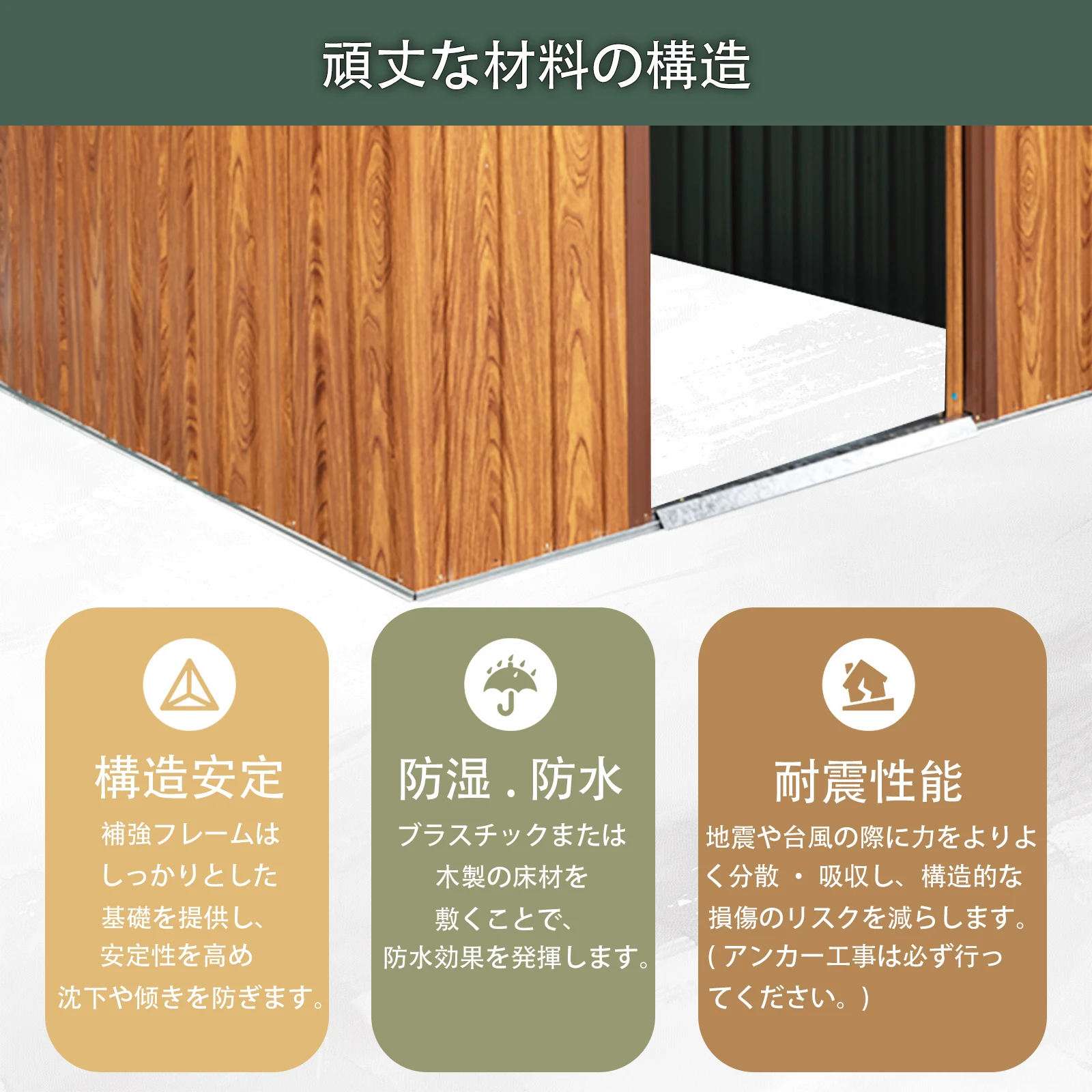 物置 屋外 戸外収納庫 スチール 幅194*奥行き174*高184 床材補強フレーム付 引き戸両開きタイプ 換気口付き 防さび ベランダ 防水 ガーデニング 庭