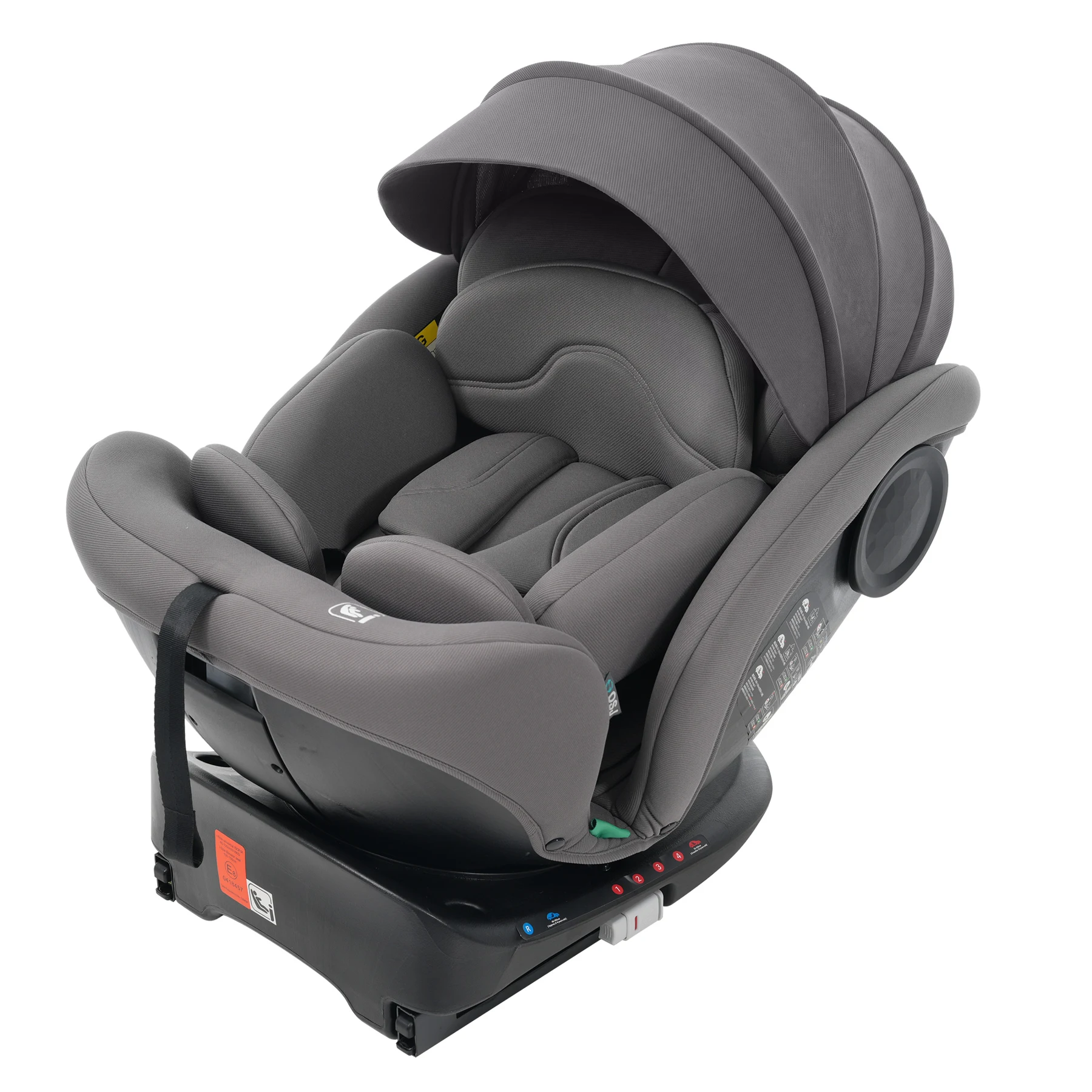 【キャノピー付きタイプ】【トップテザー】チャイルドシート 新生児 ISOFIX 新生児~12歳頃まで 40~150cm ジュニアシート 調節可能 洗える ベビーシート 出産祝い 車【グレー】