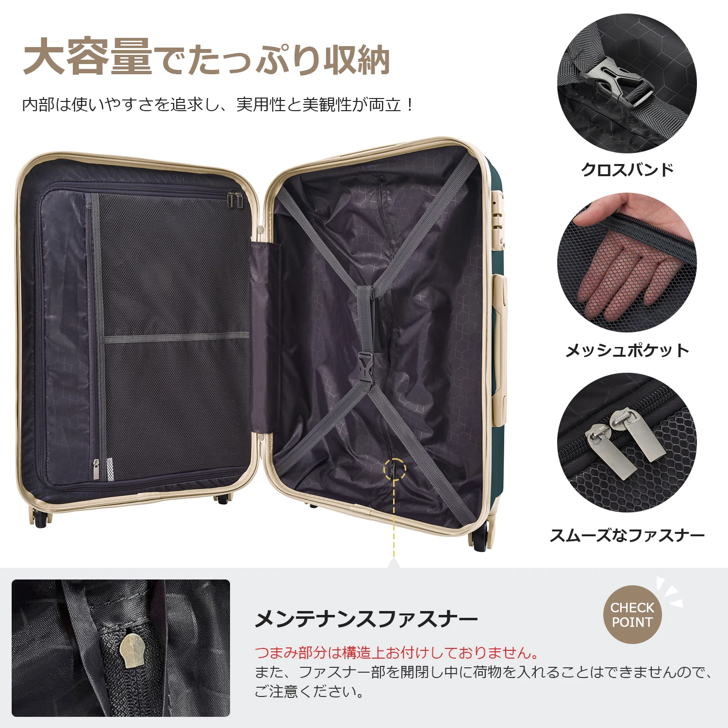Mサイズ スーツケース キャリーバッグ キャリーケース 超軽量 TSAロック搭載 4日-7日 中型
