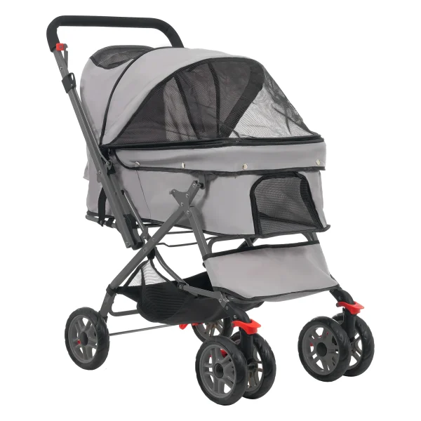 ペットカート 対面式 折りたたみ 多頭 中型犬 小型犬 猫 2way 軽量 組立簡単 工具不要 介護用 ドッグカート ペットバギー 犬 猫 動物 ペット用品 【グレー】
