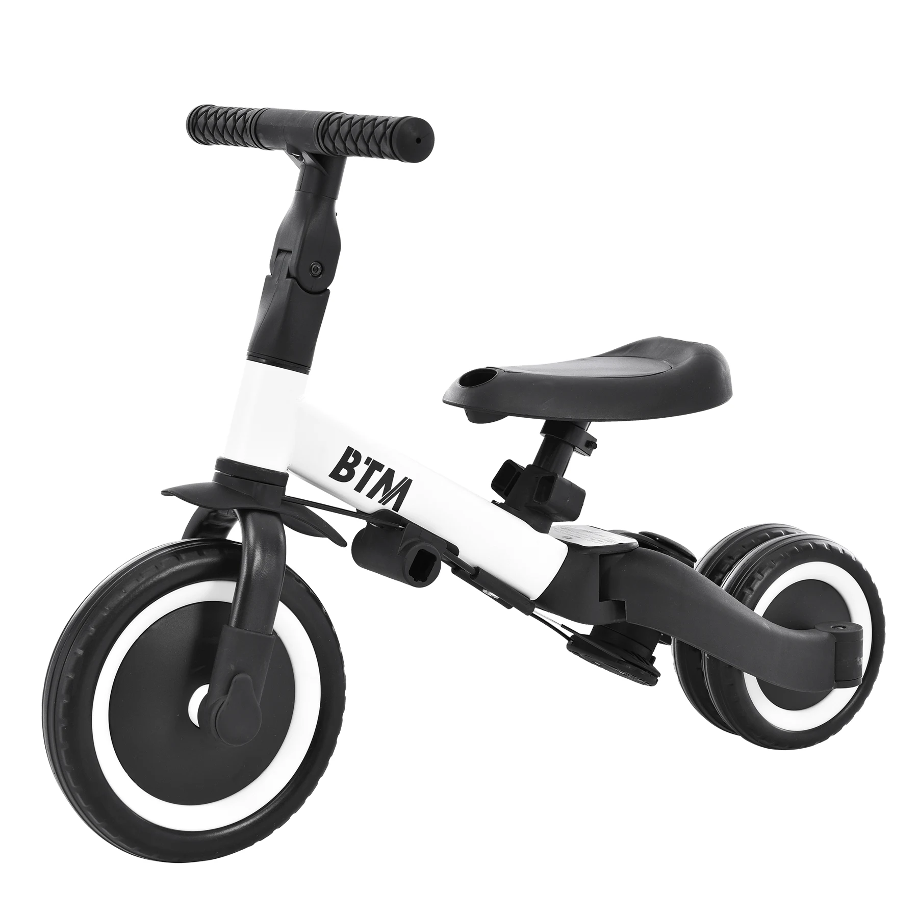 子供用三輪車 5in1(ホワイト) 自転車 オリジナル 押し棒付き 安全バー付き キックボード