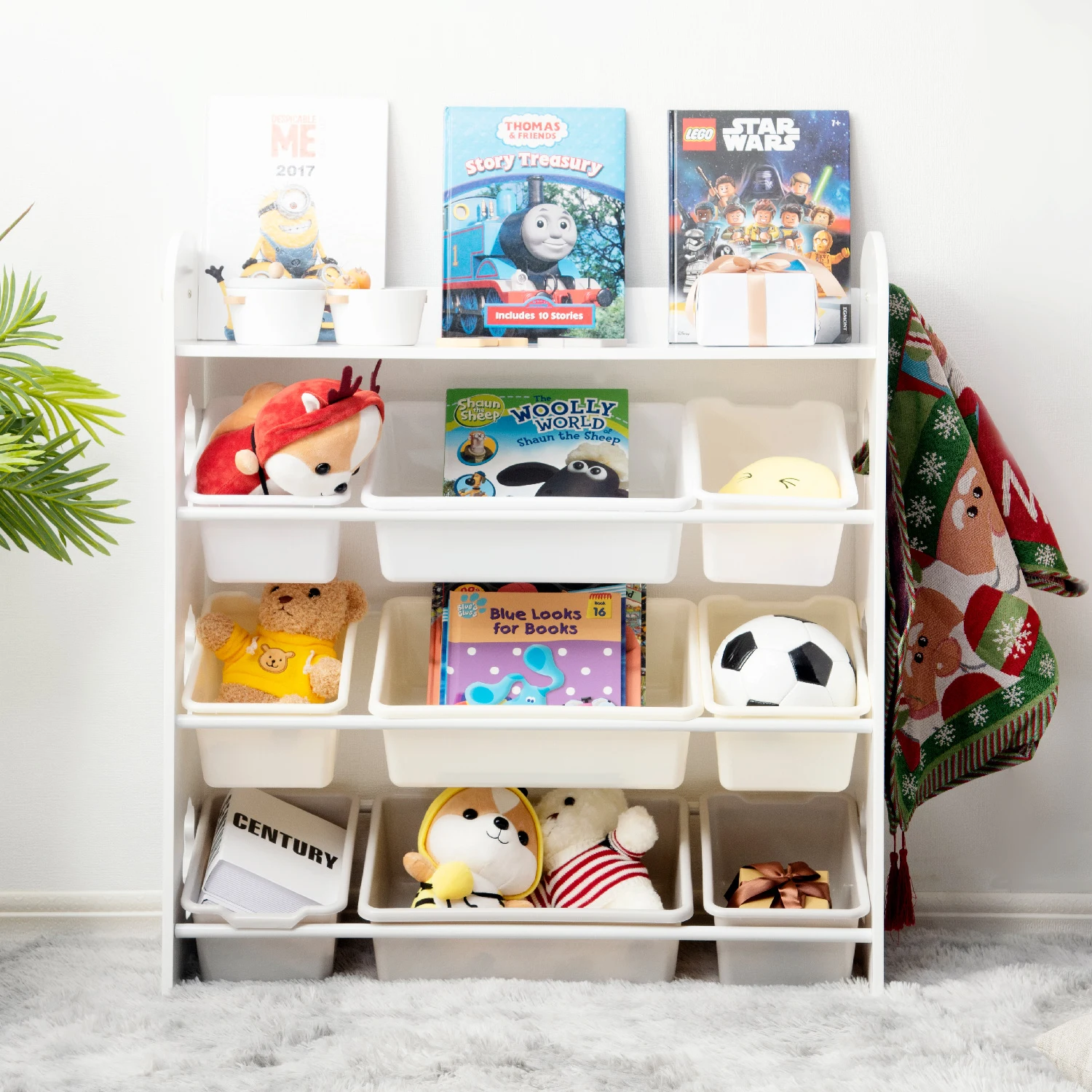 【人気商品】おもちゃ収納4段ラック 子ども用家具 MDF木製