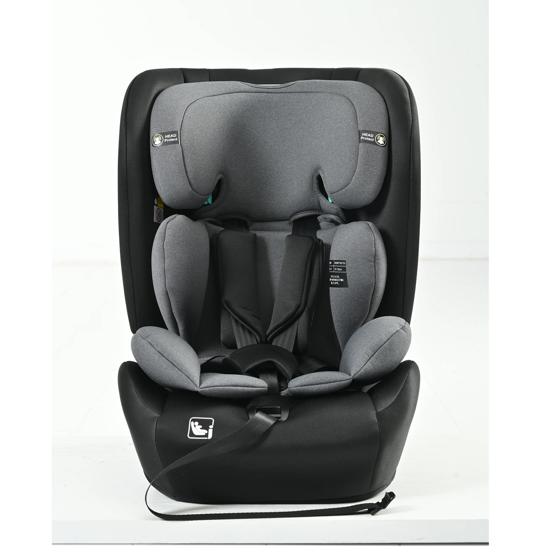 【トップテザー】安全基準R129 チャイルドシート ISOFIX 約15ヶ月~12歳 76~150cm ジュニアシート 調節可能 洗える ベビーシート 出産祝い 車【ブラック+ダークグレー】