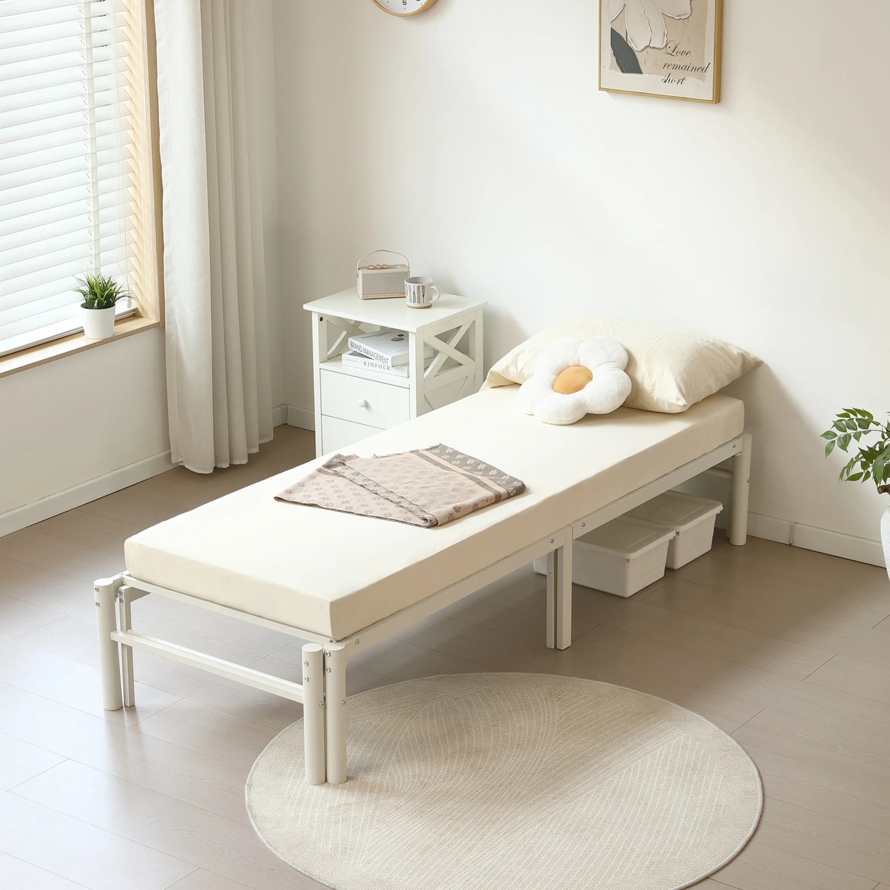【ベージュマットレスつき】ディベッド 伸長式ベッド シングル 幅76~138cm 長さ200cm セミダブル ダブル パイプベッド ベッドフレーム 伸縮 下収納 おしゃれ 2way アイアン 来客用 省スペース ソファベッド 長さ200cm 北欧 おしゃれ お客用ベッド