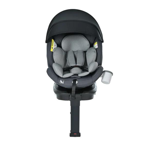 【ドリンクホルダー追加】【サーポットレッグ】チャイルドシート 新生児 ISOFIX 0歳~12歳 360度回転式 40~150cm ジュニアシート 調節可能 洗える 超広いキャノピー付き ベビーシート 出産祝い 車【ダークグレー+ライトグレー】