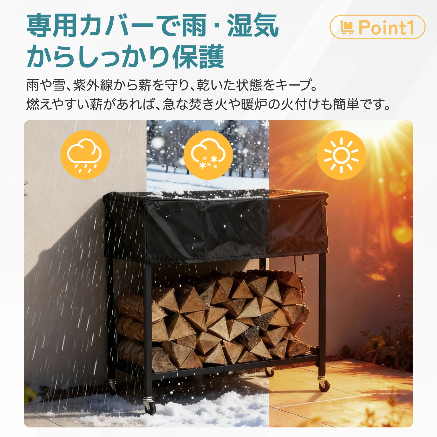 薪ラック 専用カバー付き 屋外 薪ラック キャスター付き 薪棚 薪ストッカー 薪置き棚 薪ストーブグッズ 薪 ラック 大型 軽量 チール製 収納 整理 保管 乾燥 薪保管 薪収納 アウトドア 暖炉 焚火 組み立て式 室外 冬 家庭用【ブラック】