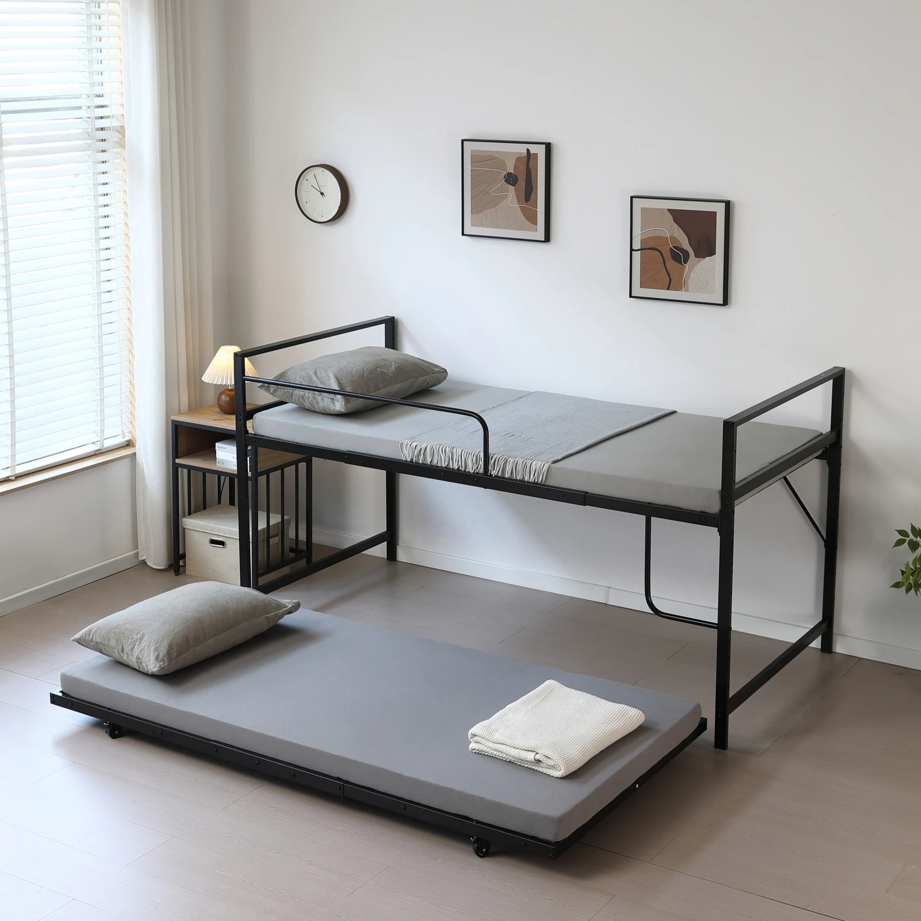 【高さ110cm】ロフトベッド 高いベッド 親子ベッド パイプベッド シングル システムベッド ロータイプ 収納 北欧風 大人 一人暮らし スチール 耐震 ベッド キャスター付き