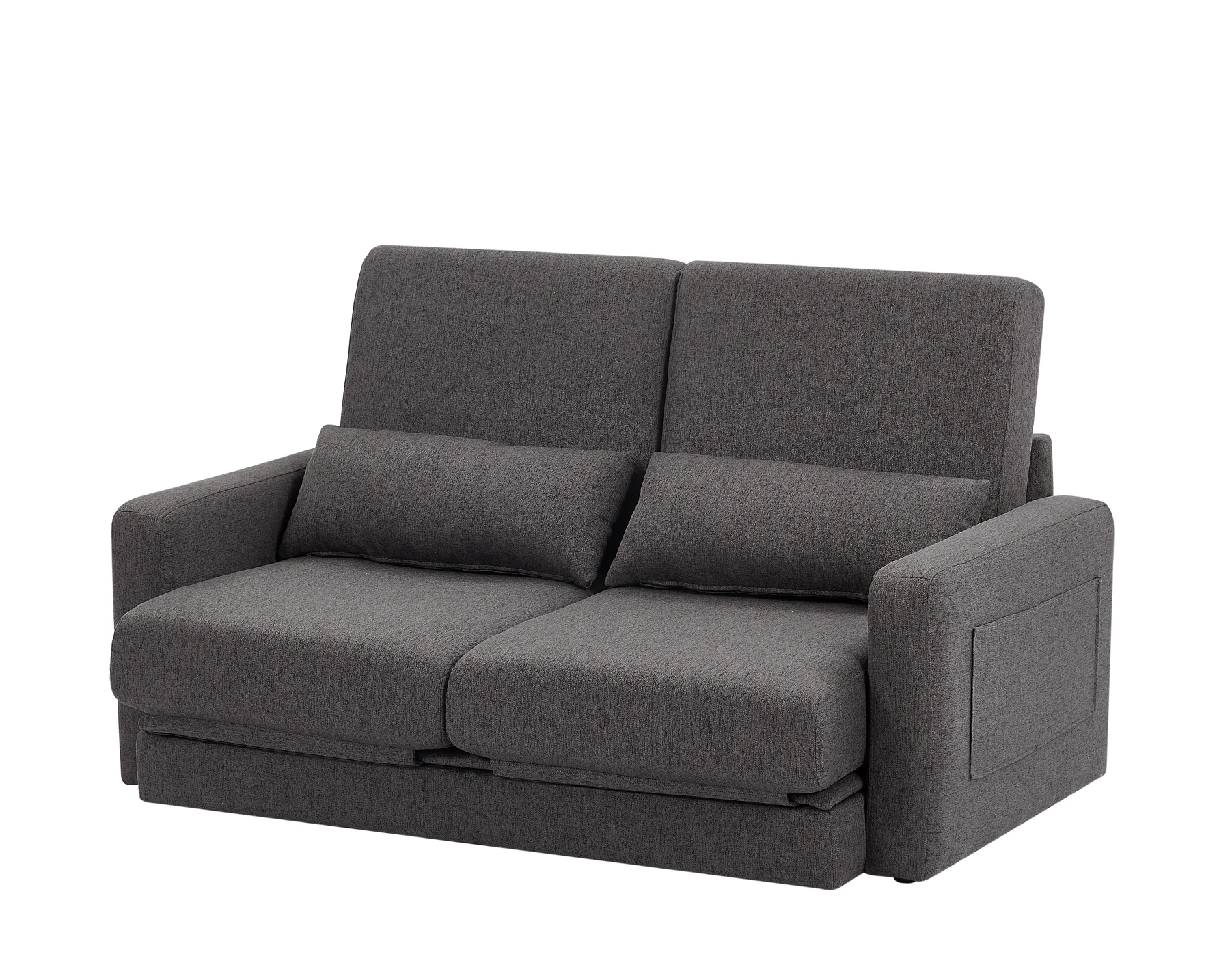 2 seater sofa ソファ 2人掛け 収納付き ファブリック 両側に肘掛け付き 木脚外し可能 ローソファ コンパクト ひとり暮らし カウチソファー