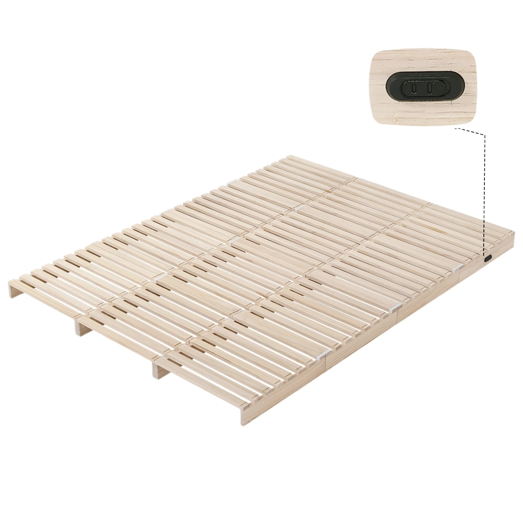 パレットベッド 12枚セット すのこベッド コンセント付き 天然パイン材 ローベッド 50*50cm 組み換え自由 木製 天然木 軽量 ベッド パレット ロータイプ ベッドフレーム