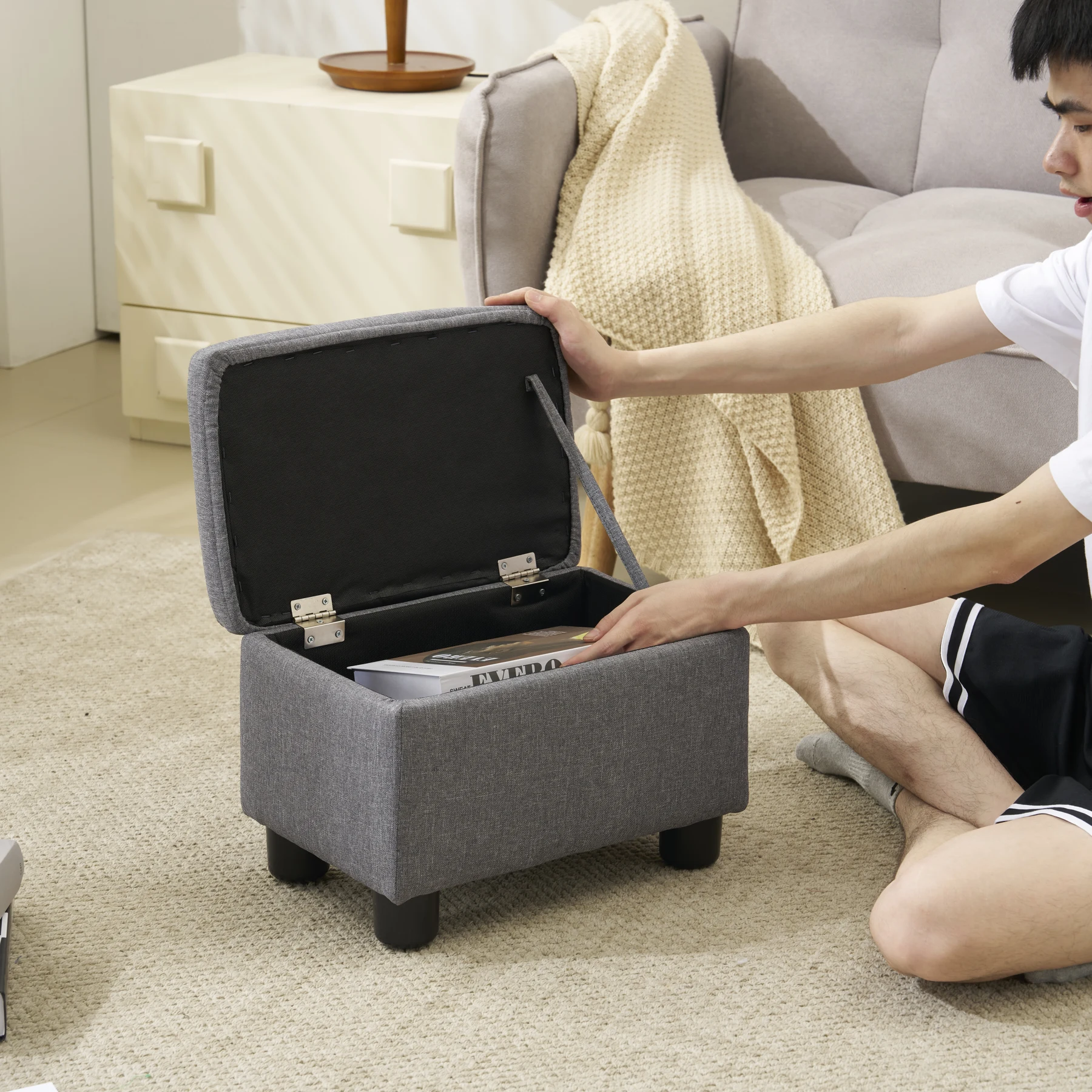 オットマン スツール 椅子 おしゃれ ファブリック フットスツール 足置き ソファースツール 取り外し可能な脚 コンパクト 来客対応チェア おしゃれ 組立簡単 玄関イス マルチに使える 耐荷重80kg