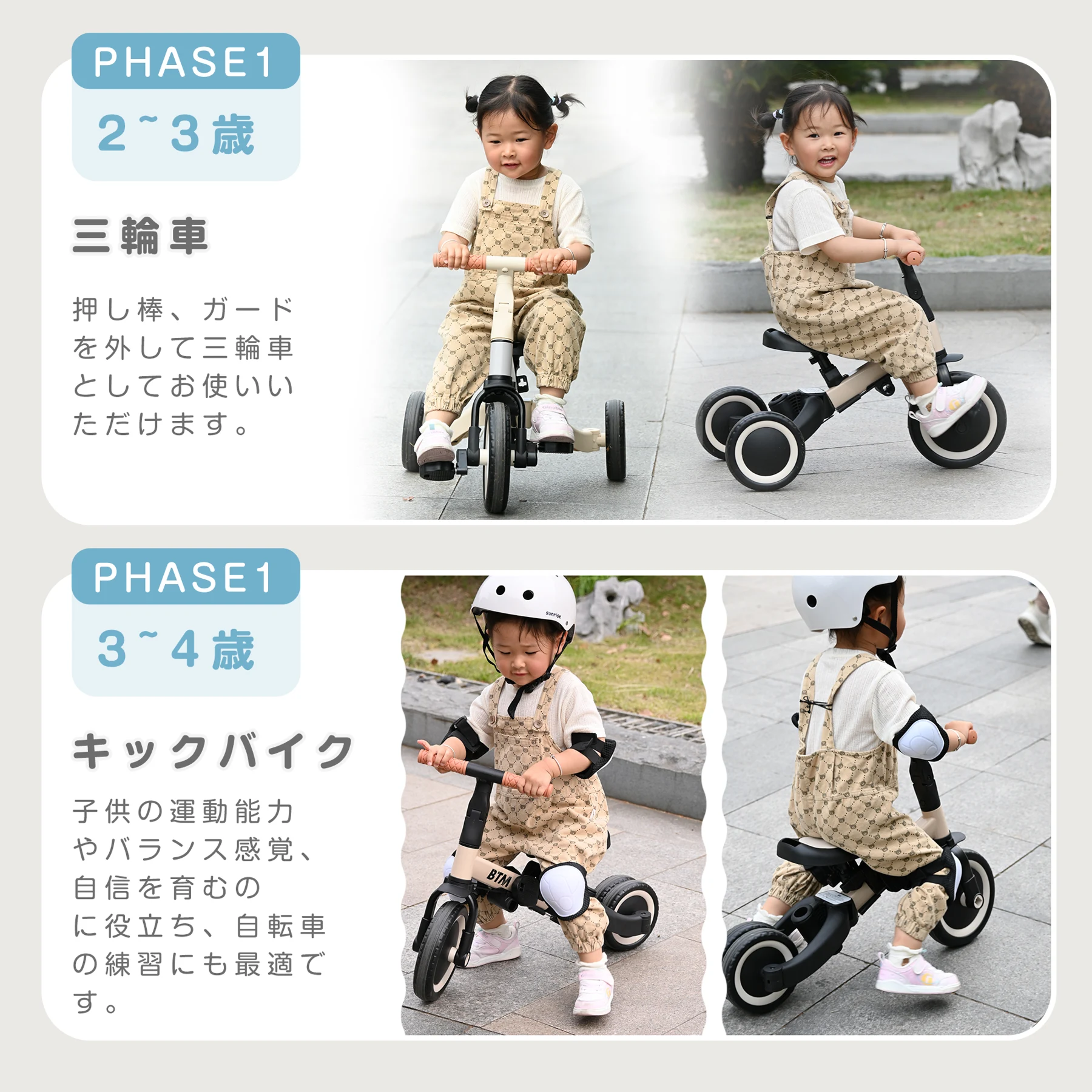 三輪車 足けりバイク 一台4役 ベビーカー かじとり 手押し棒付 セーフティーガード付き 子供用三輪車 子供自転車 3輪 キッズ 幼児 自転車 バイク ペダル付き コントロールバー付き 乗用玩具 軽量 誕生日 1-5歳 組み立て簡単 プレゼント