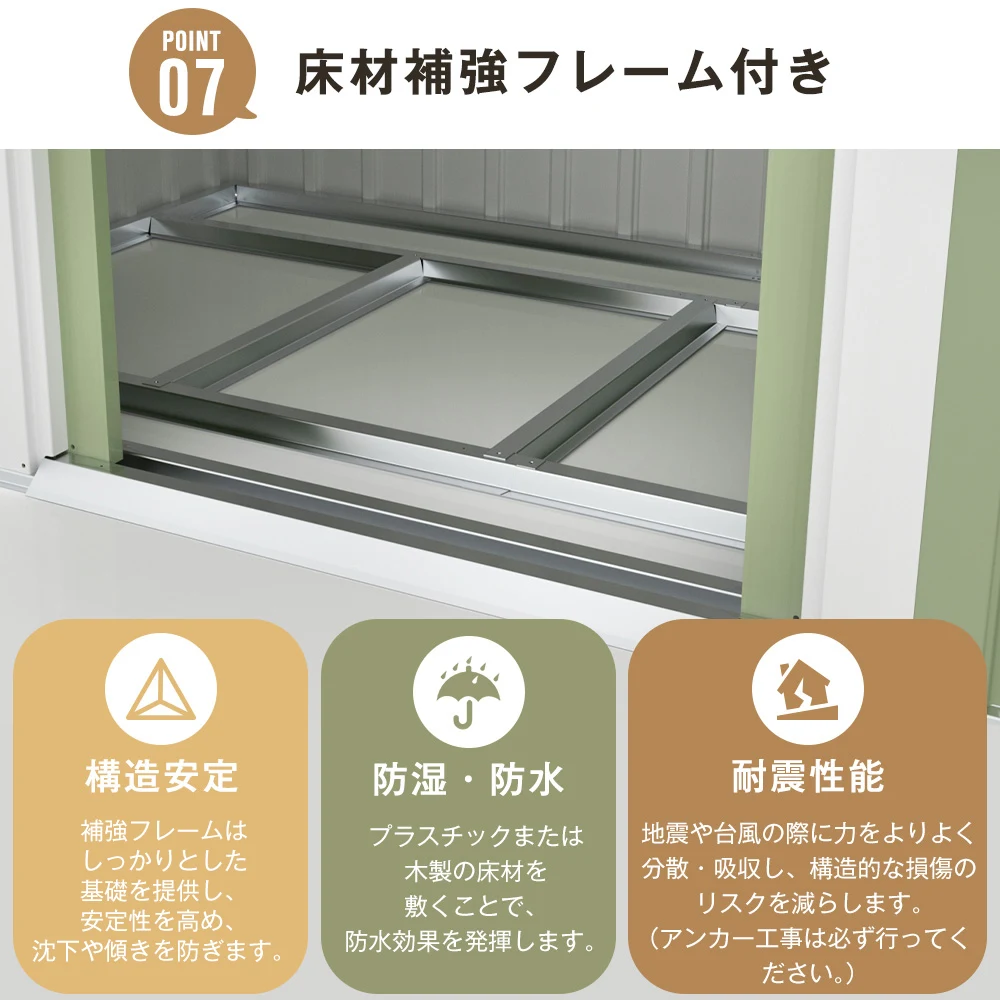 【TYPE B ライトグリーン】物置 屋外 大型 倉庫 大型物置 戸外収納庫 物置 防水/耐侯 収納可能 ガーデン/庭/田畑/農場 頑丈 大容量 スチール 引き戸 補強フレーム付き 換気口付き 床なし