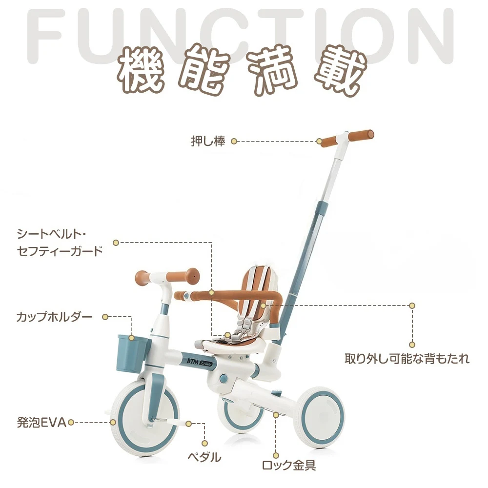 子供用三輪車 7in1 舵取り 多機能 手押し棒 カバー おしゃれ座面回転 自転車 キックバイク おもちゃ 誕生日 プレゼント こどもの日 お祝い クリスマス ギフト 1歳 2歳 3歳 幼児用