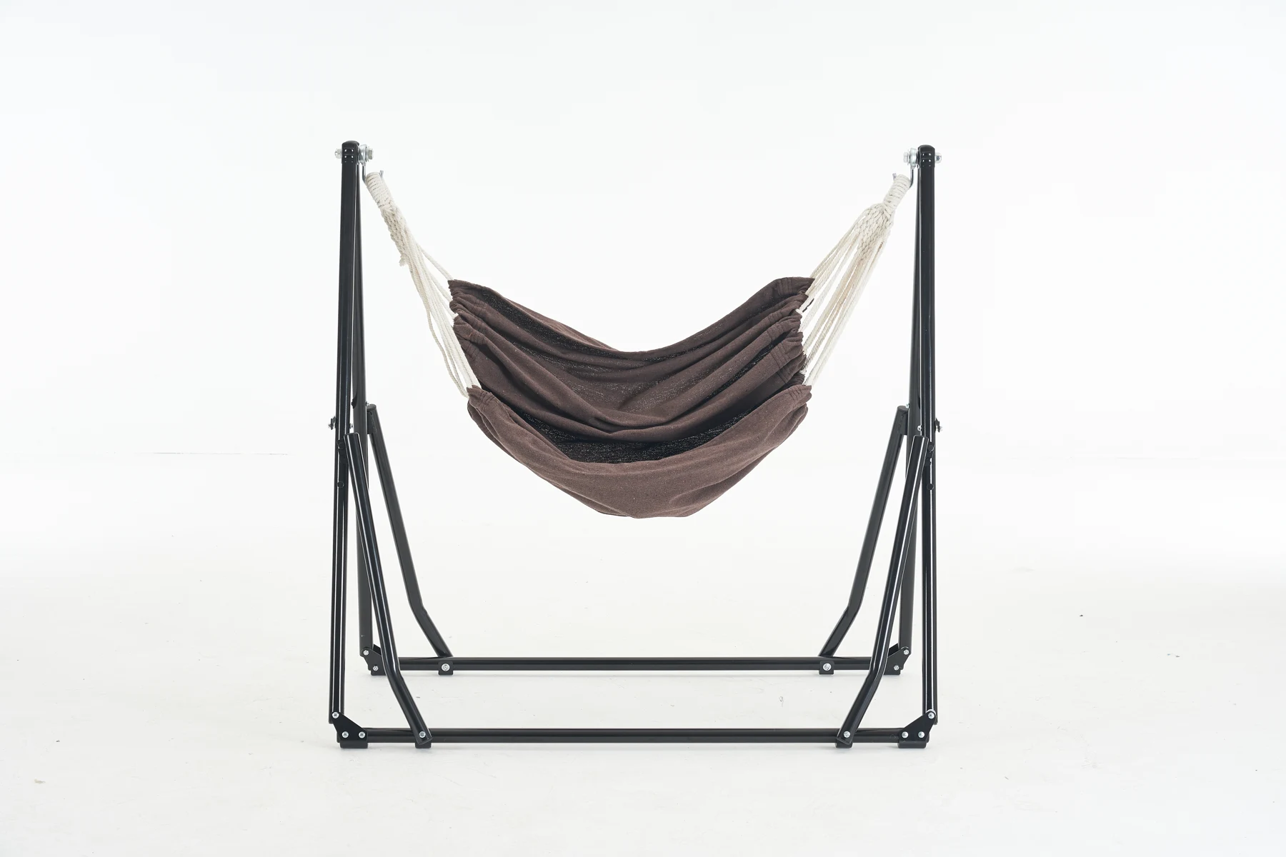 ハンモック (ライトブラウンハンモック+ダークブラウンチェア) 自立式 3 way ポータブルハンモック ハンガーフック 専用ケース付き チェアー 室内 折りたたみ おしゃれ