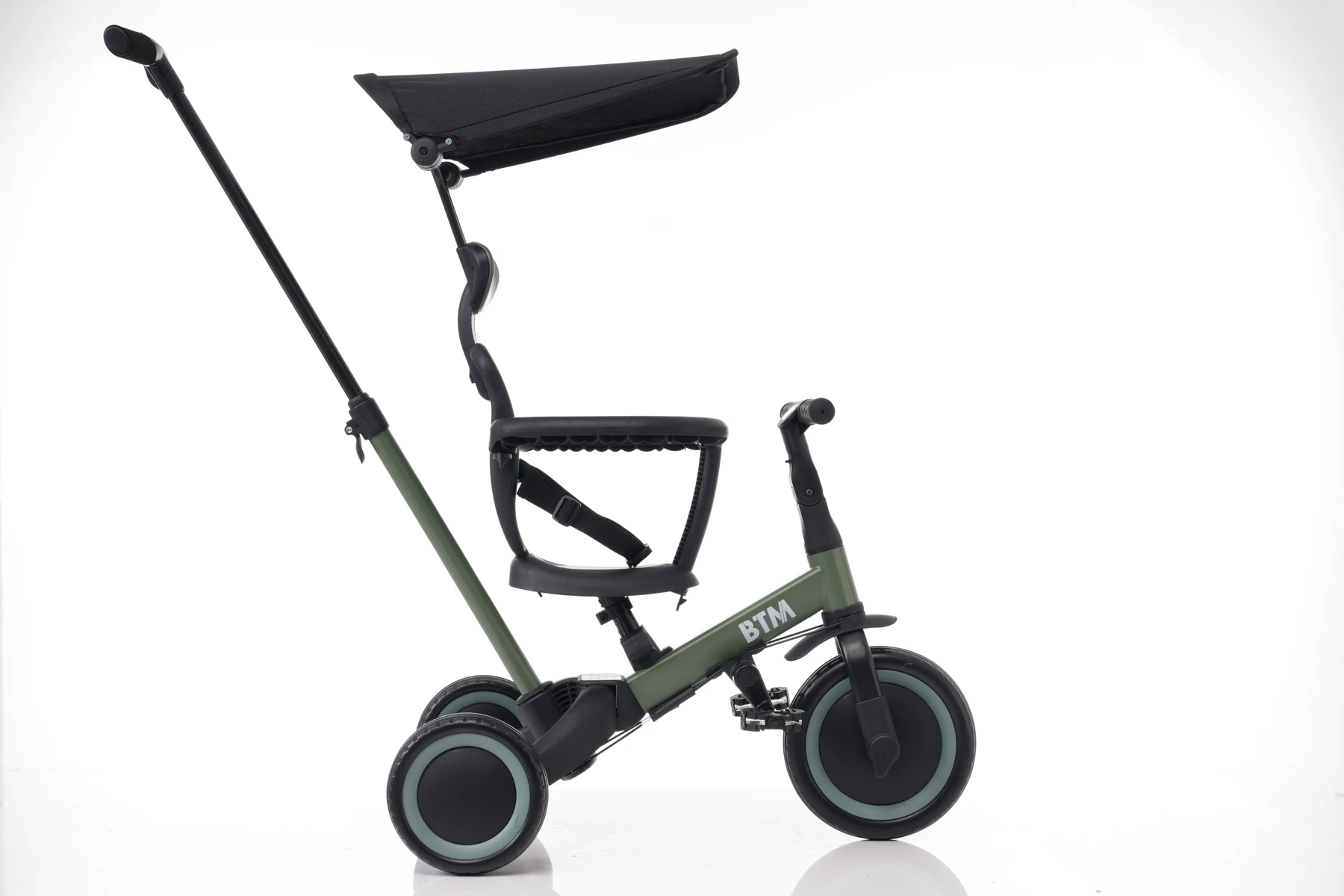 【ブルー】子供用三輪車 5in1 自転車 オリジナル 押し棒付き 安全バー付き サンシェード付き