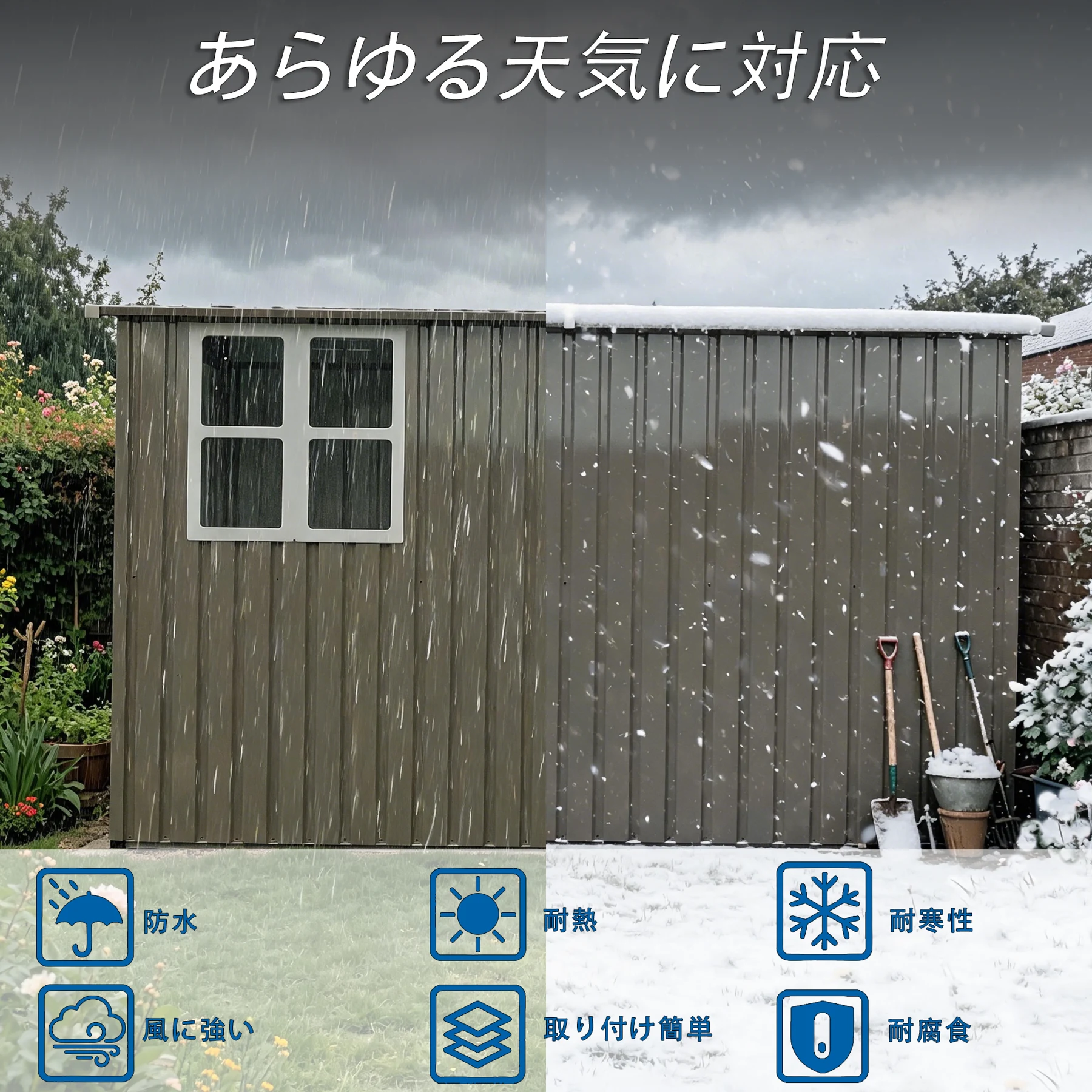 物置 屋外 戸外収納庫 スチール 幅121*奥行き281*高180 サイドドア 片開き戸 換気口付き 防さび ベランダ 防水 ガーデニング 庭