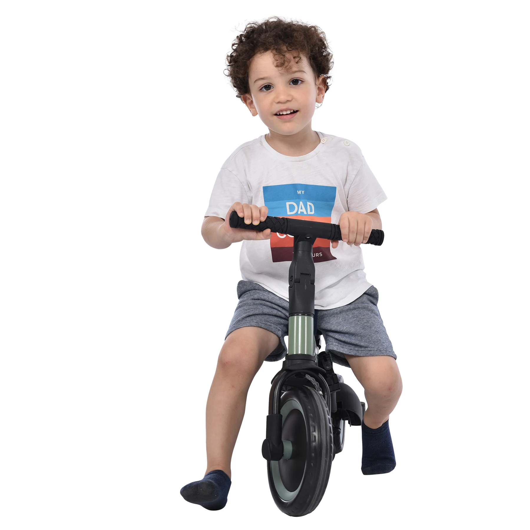 子供用三輪車 5in1(ホワイト) 自転車 オリジナル 押し棒付き 安全バー付き キックボード