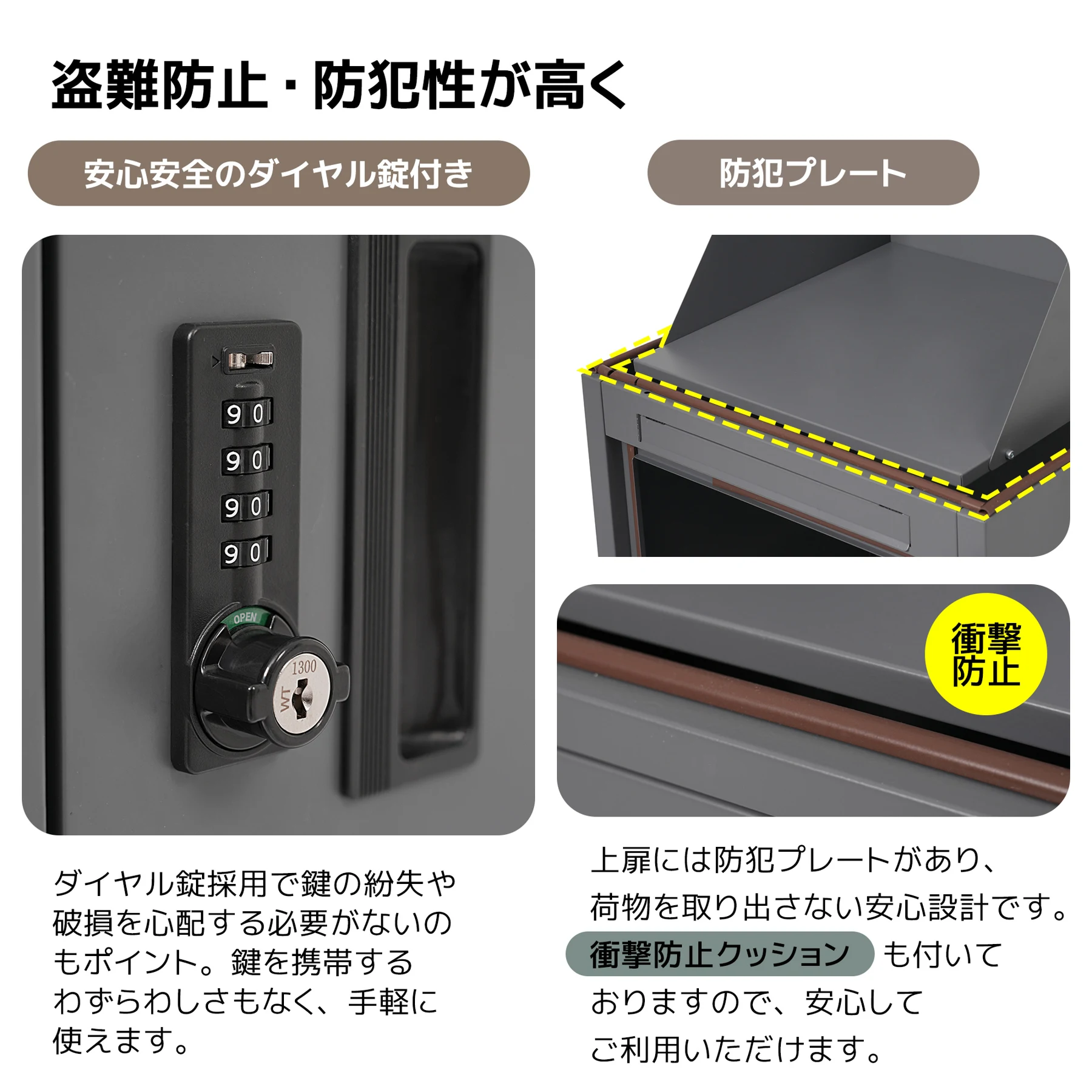 宅配ボックス 据置型 大容量 ポスト一体型 投函口3つ 複数投函 屋外 大型 戸建て 一戸建て用 おしゃれ マンション 防滴仕様 ポスト 配達ボックス 置き配 ボックス 置き配ボックス テレワーク 在宅勤務 【ブラック】