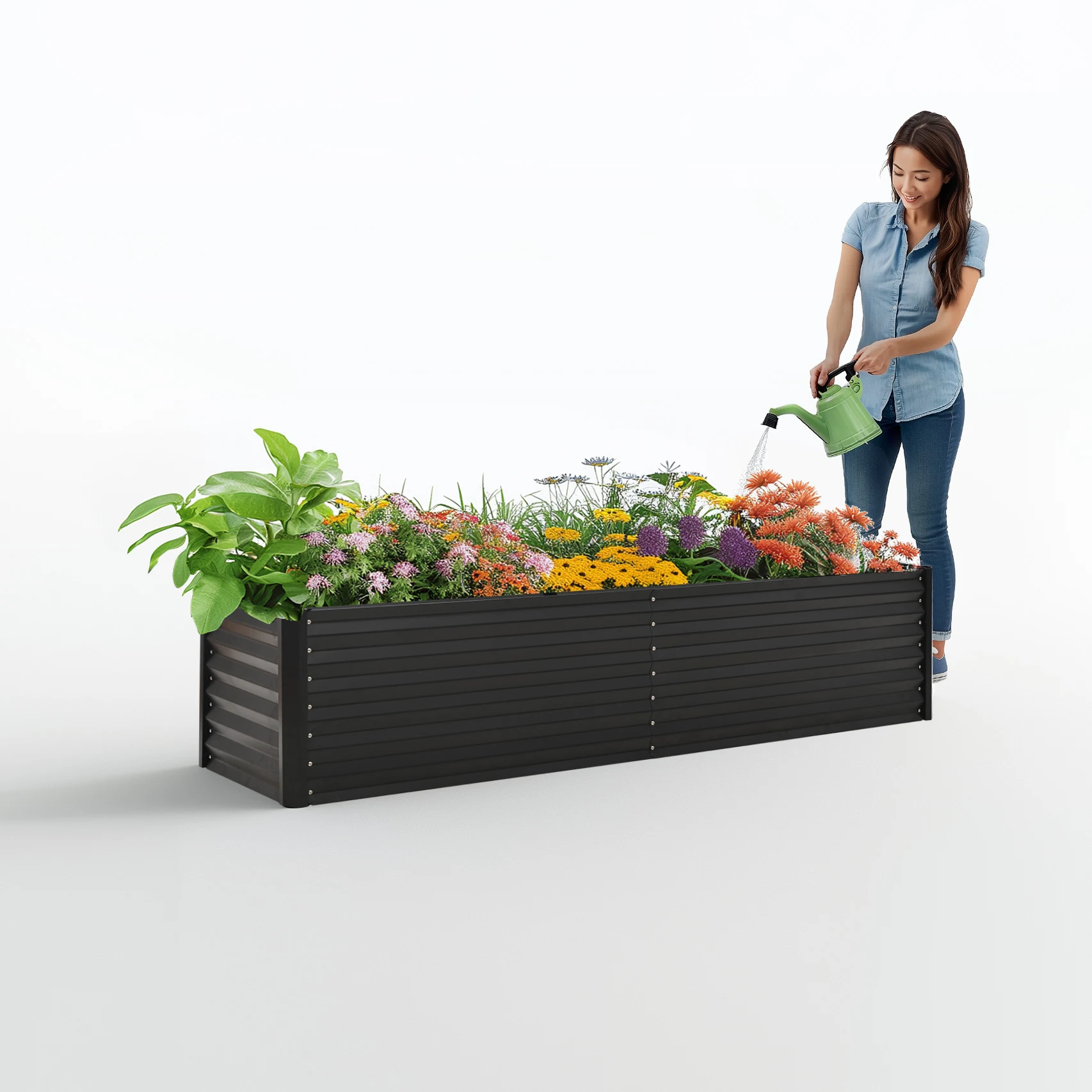 レイズドベッド ガーデンベッド L200×W50×H45cm 大型 腐らない 庭 野菜 プランター 果物栽培用 ガーデンフレーム おしゃれ 組立簡単 ガーデンボックス 屋外 家庭菜園 DIY 野菜 植物 花 花園 家庭用【アイボリー】